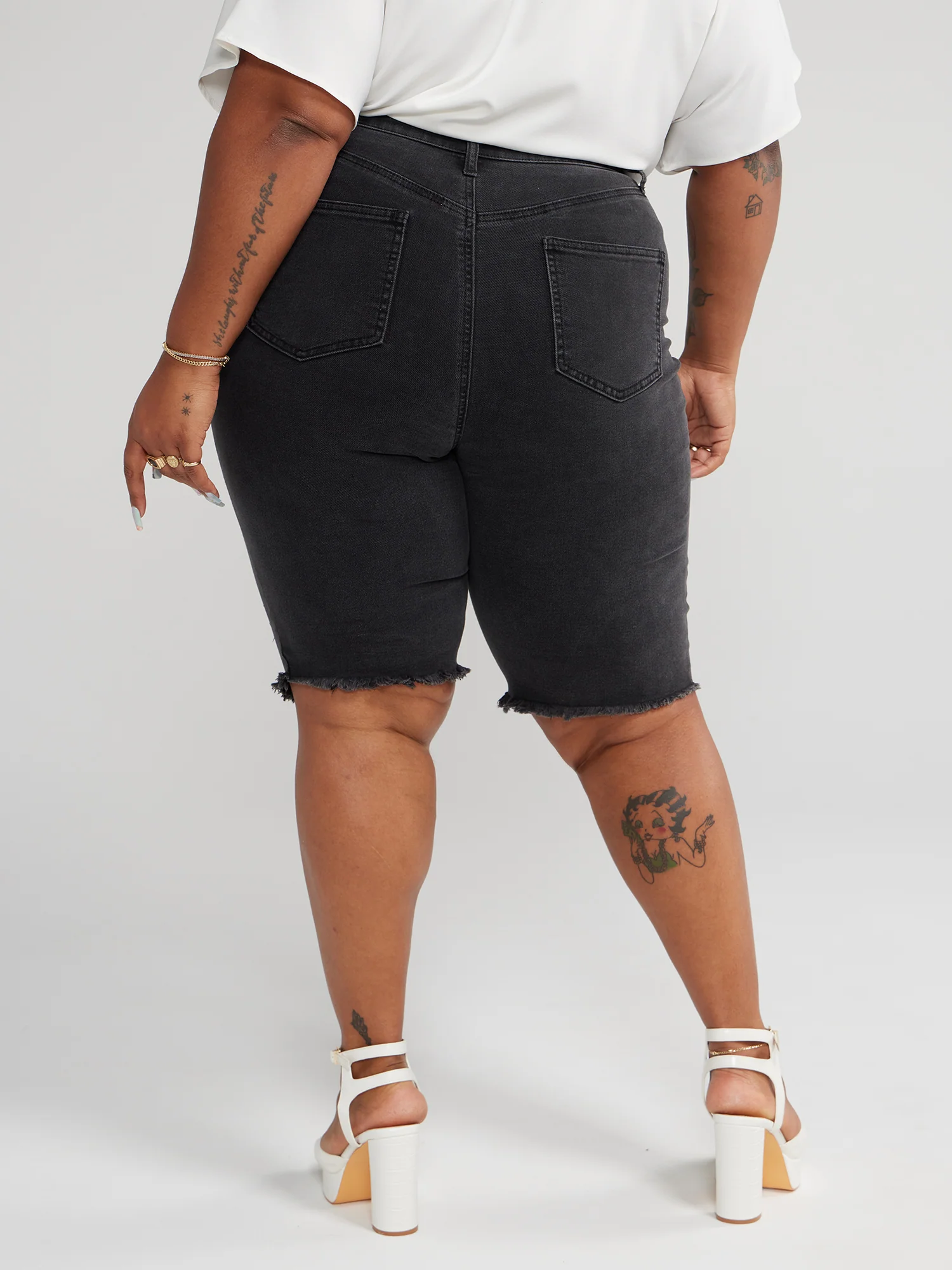 High Rise Destructed Bermuda Shorts - Image 3