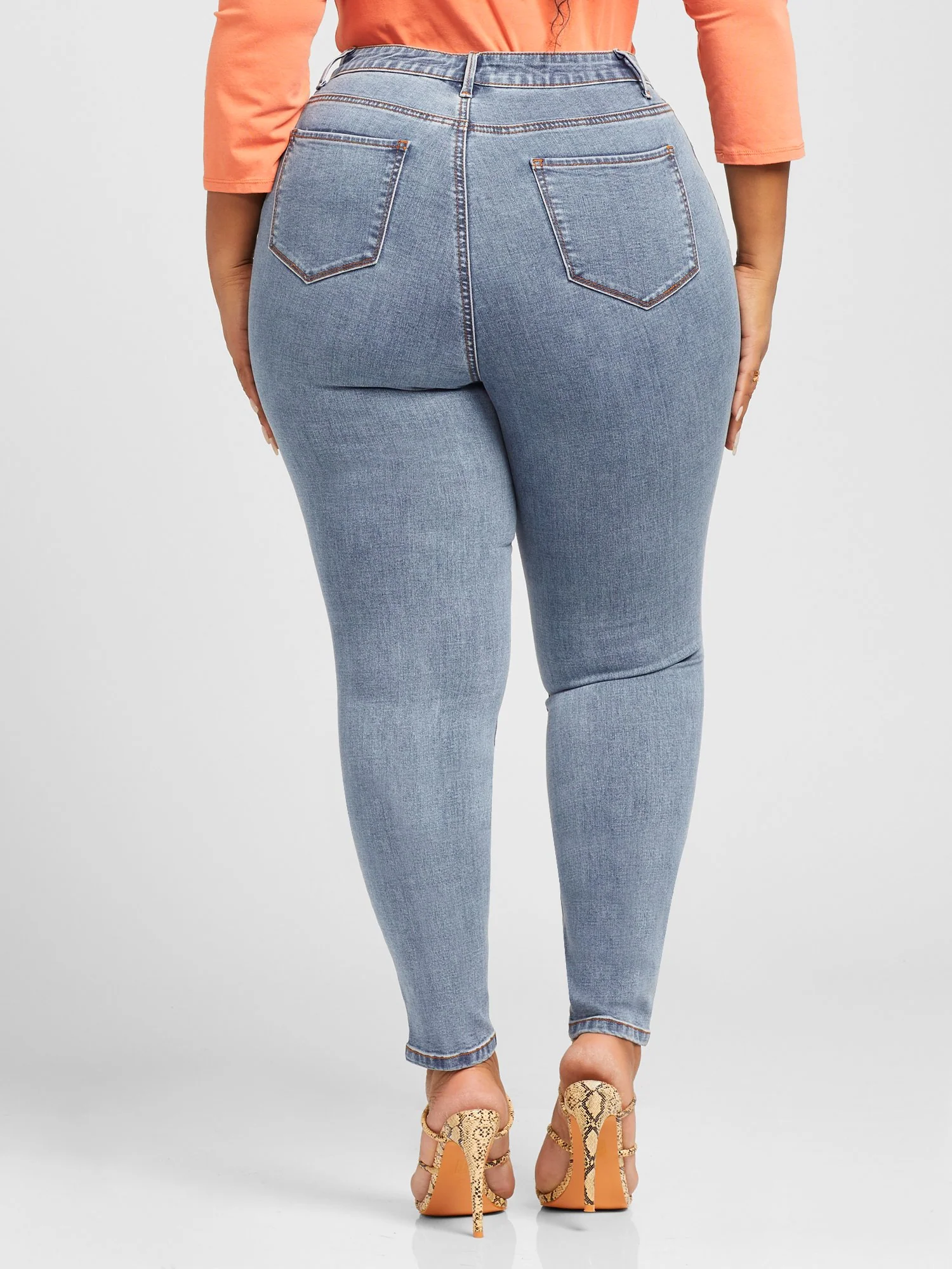 High-Rise Destructed Skinny Jeans - Short Inseam - Image 5