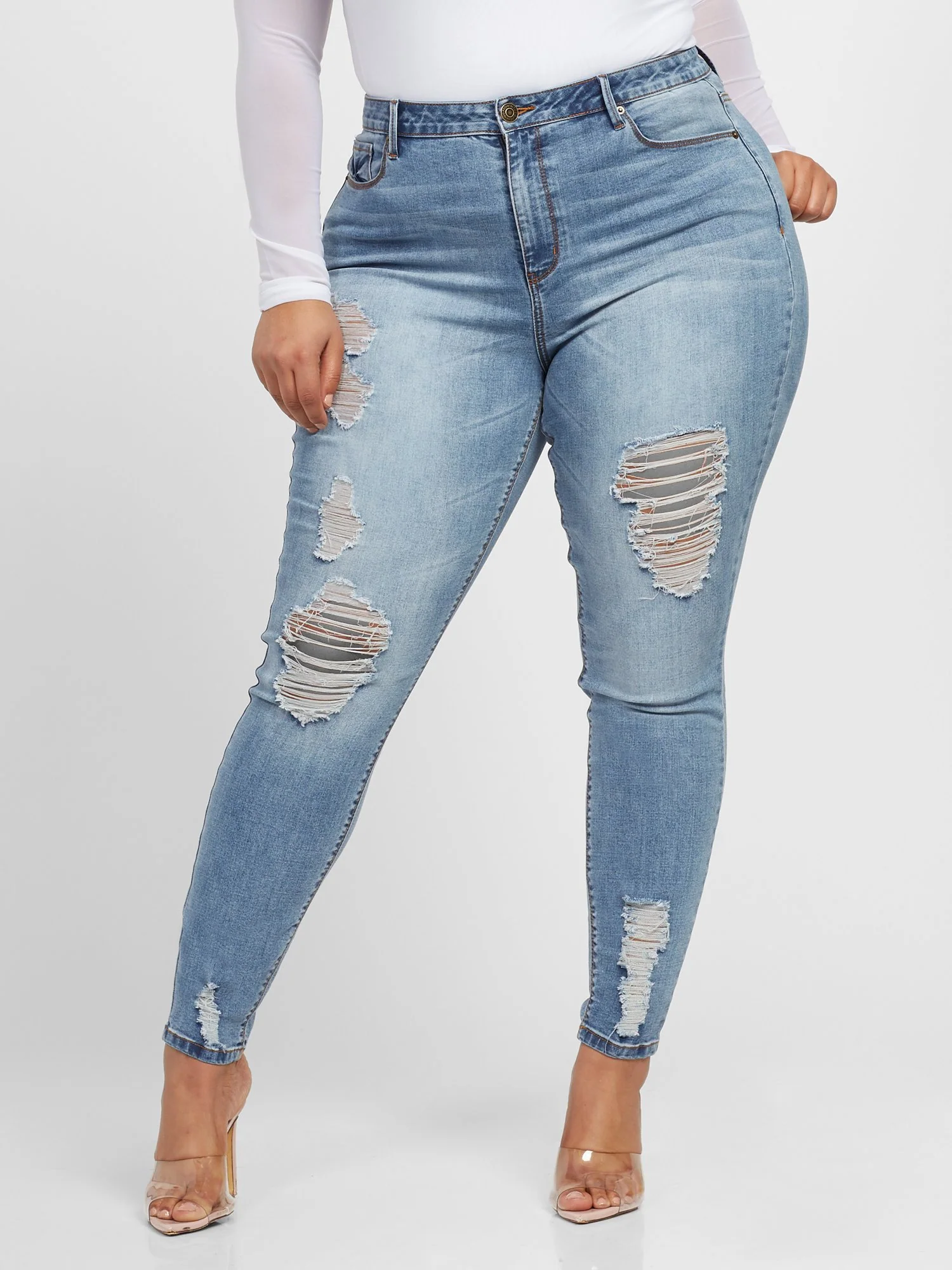 High-Rise Destructed Skinny Jeans - Tall Inseam - Image 2