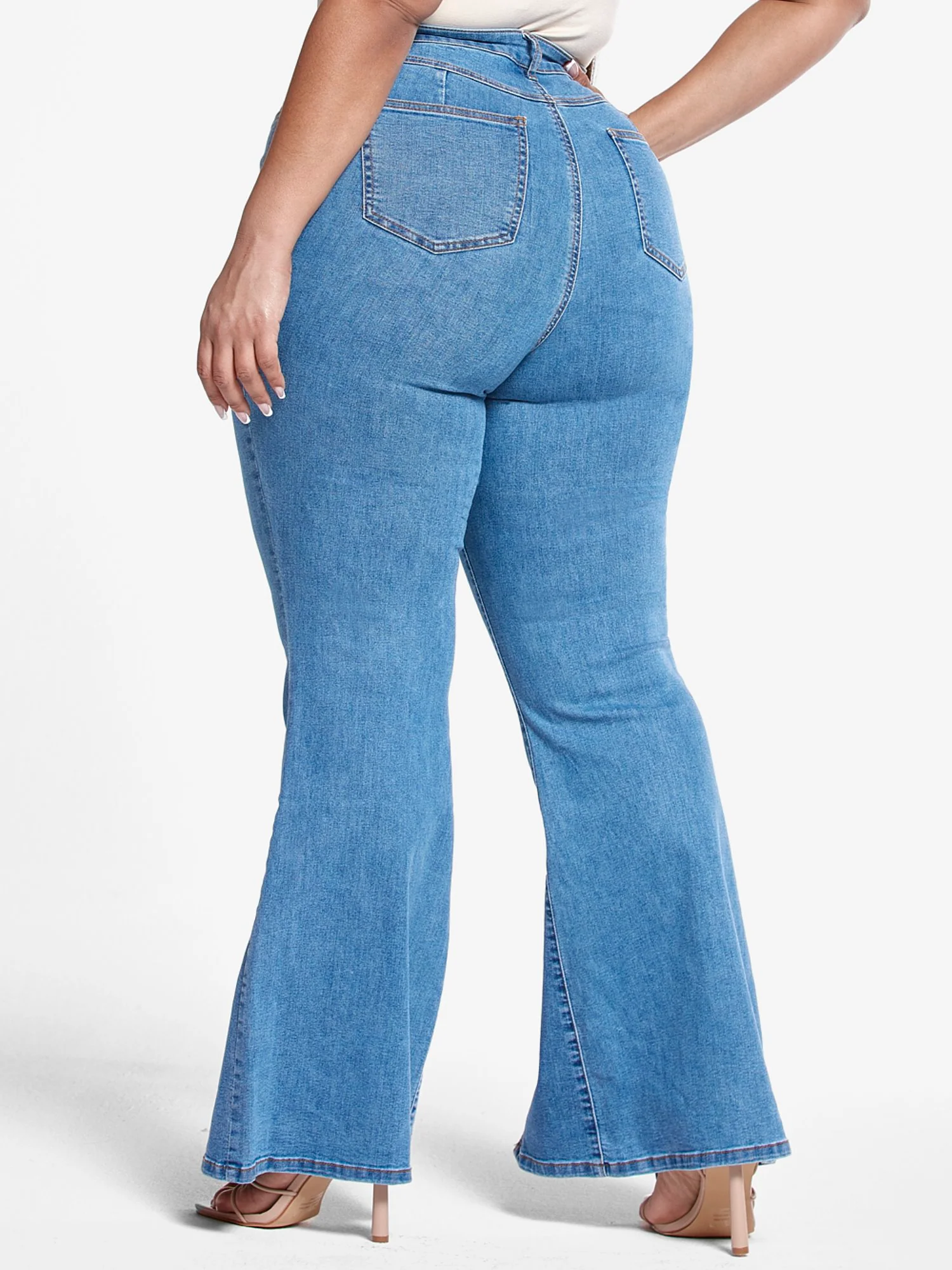High Rise Flare Jeans with Front Slit - Tall Inseam - Image 3
