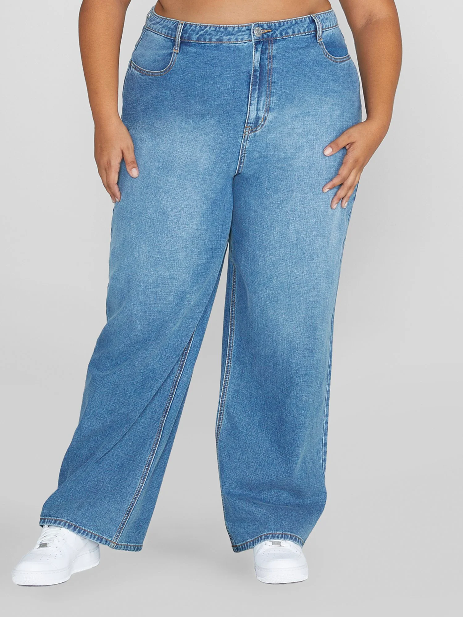High Rise Light Wash Wide Leg Jeans - Image 2
