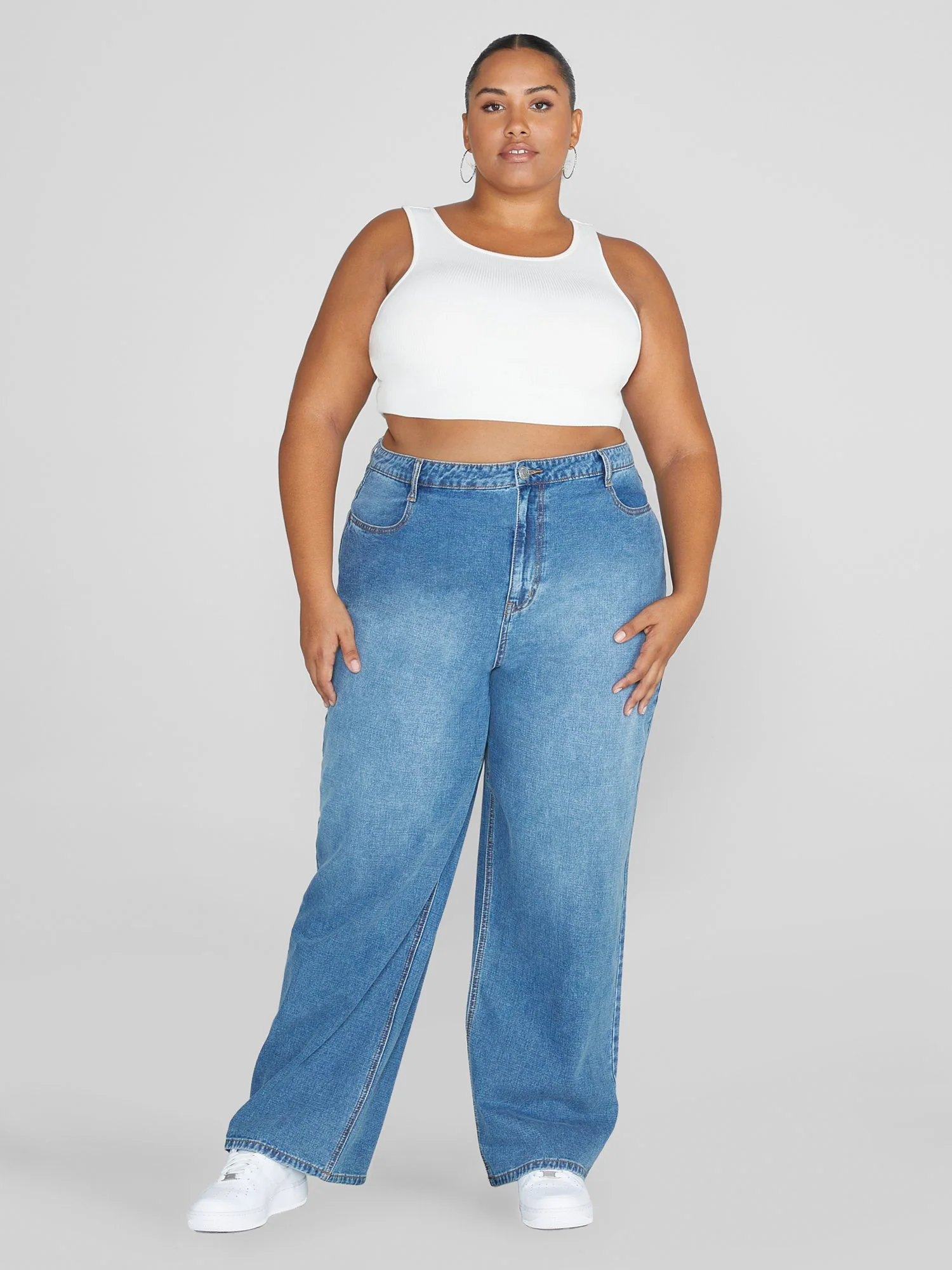 High Rise Light Wash Wide Leg Jeans - Image 3