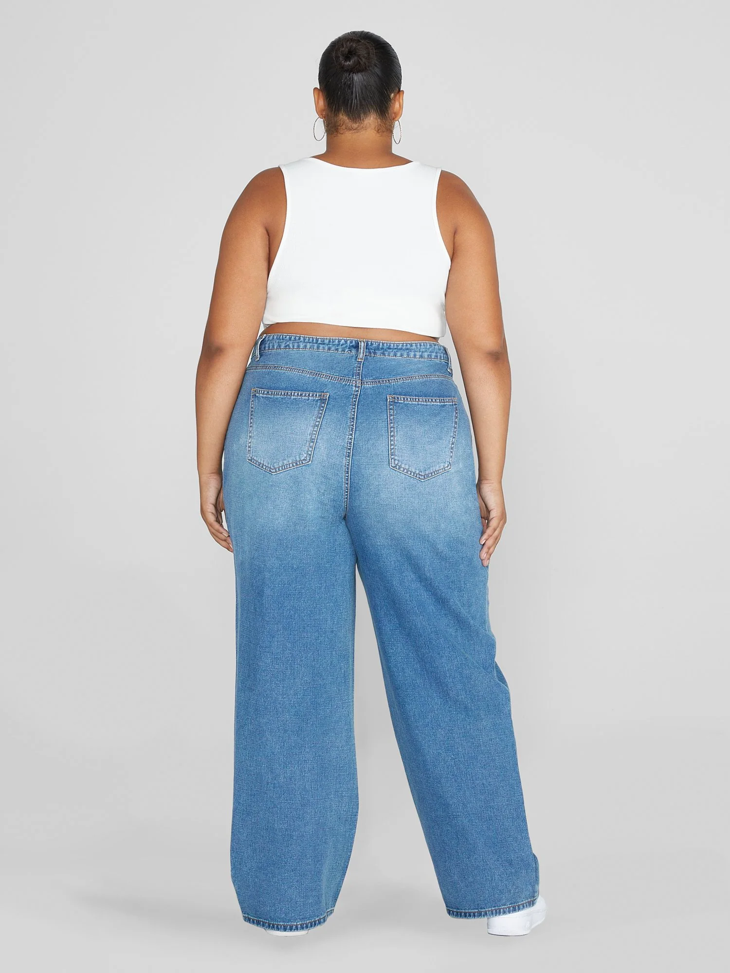 High Rise Light Wash Wide Leg Jeans - Image 4