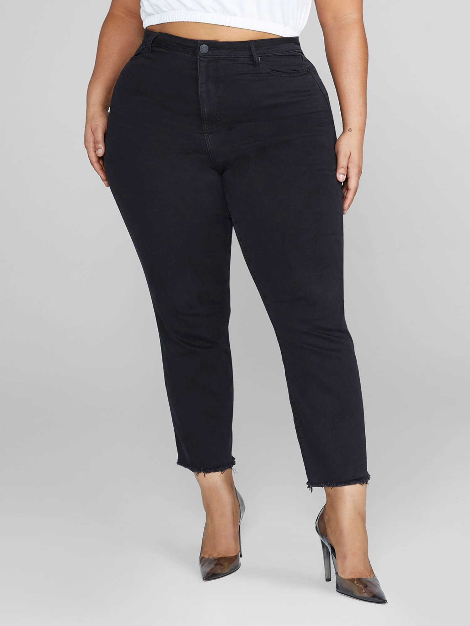 High Rise Raw Hem Skinny Jeans - Image 2