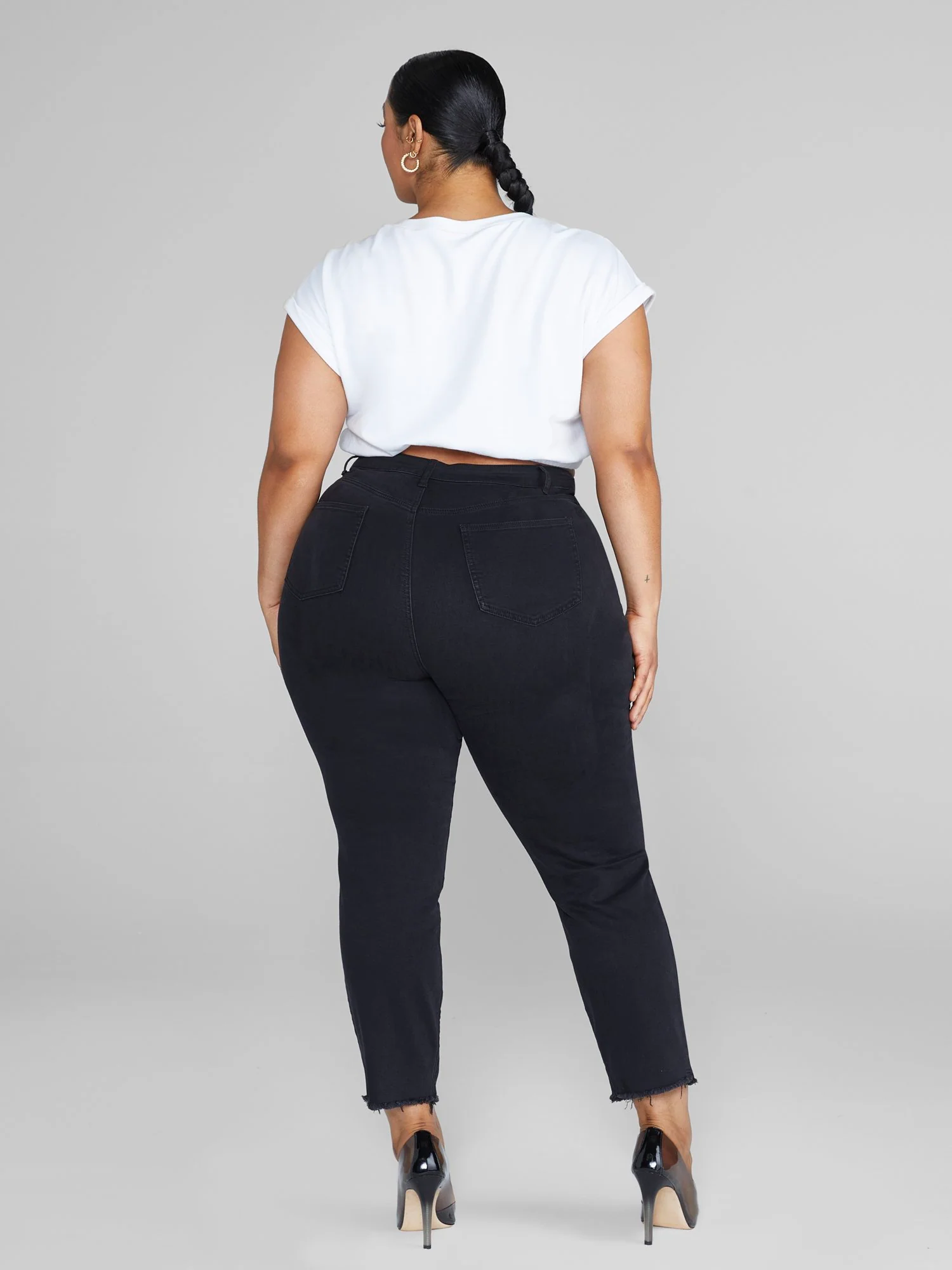 High Rise Raw Hem Skinny Jeans - Image 4