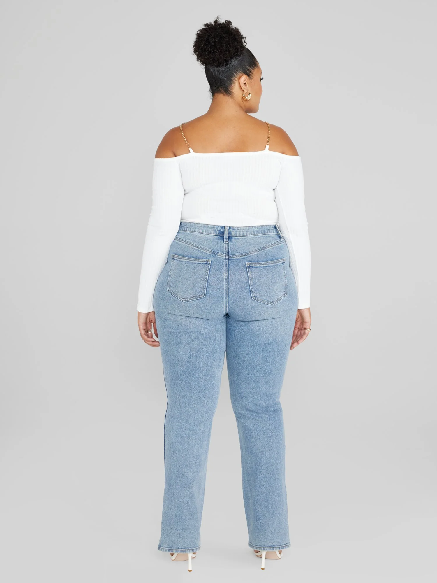 High Rise Relaxed Destructed Split Hem Jeans - Image 6