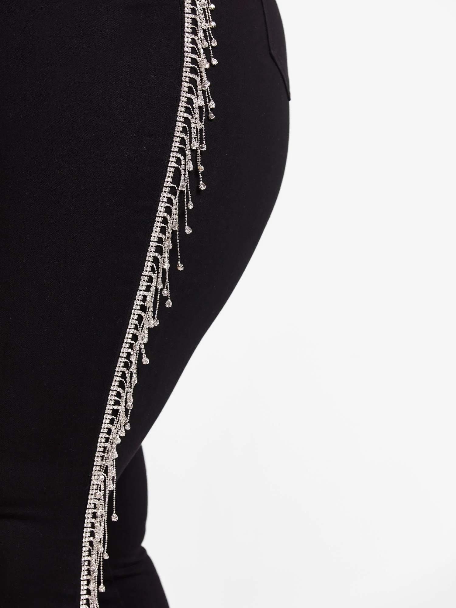 High Rise Rhinestone Fringe Jeans - Image 4