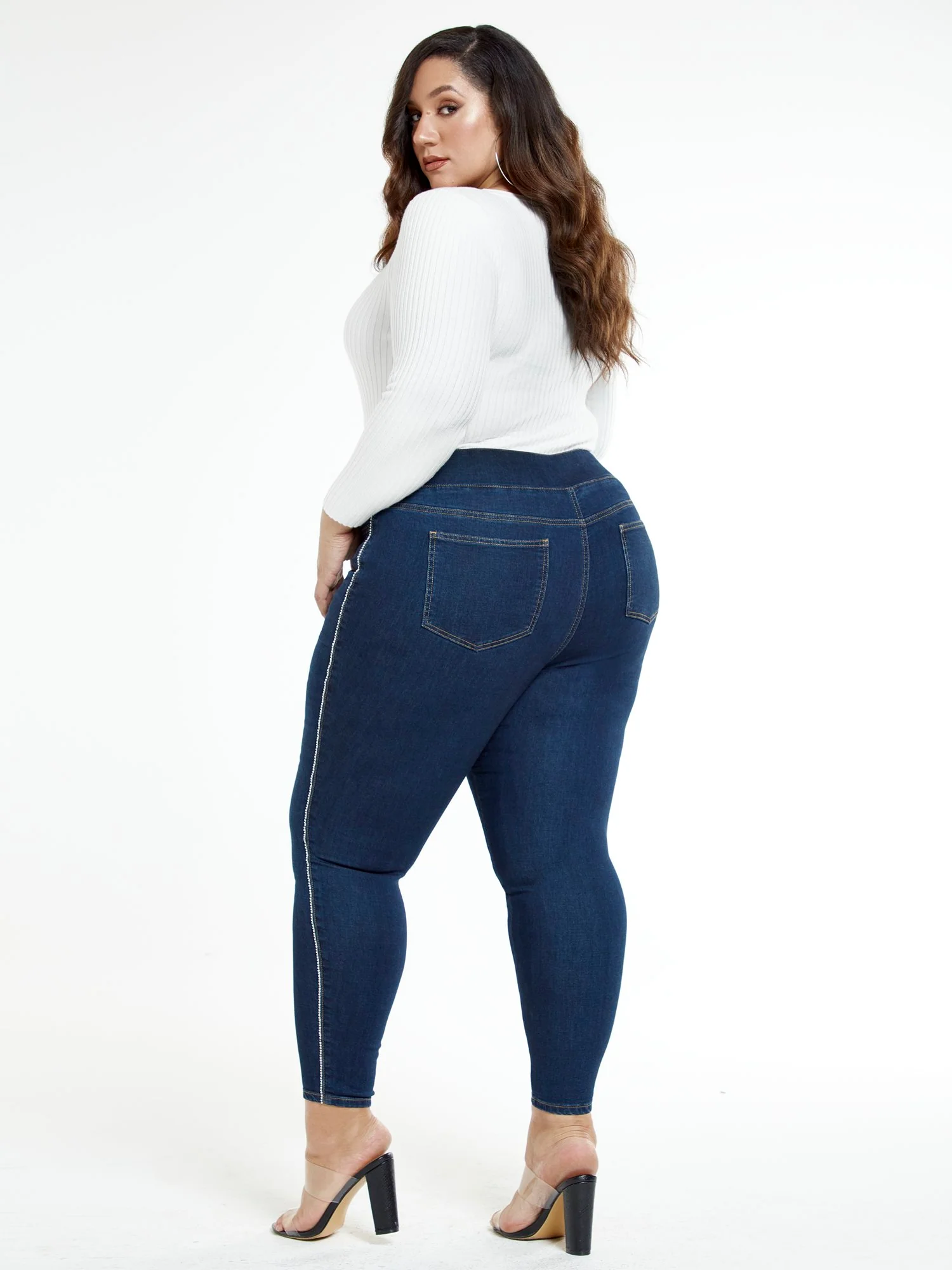 High-Rise Rhinestone Trim Jeggings - Tall Inseam - Image 5