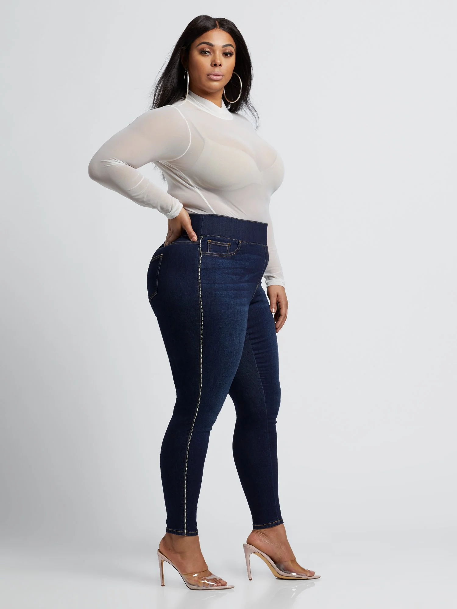 High-Rise Rhinestone Trim Jeggings - Tall Inseam - Image 8