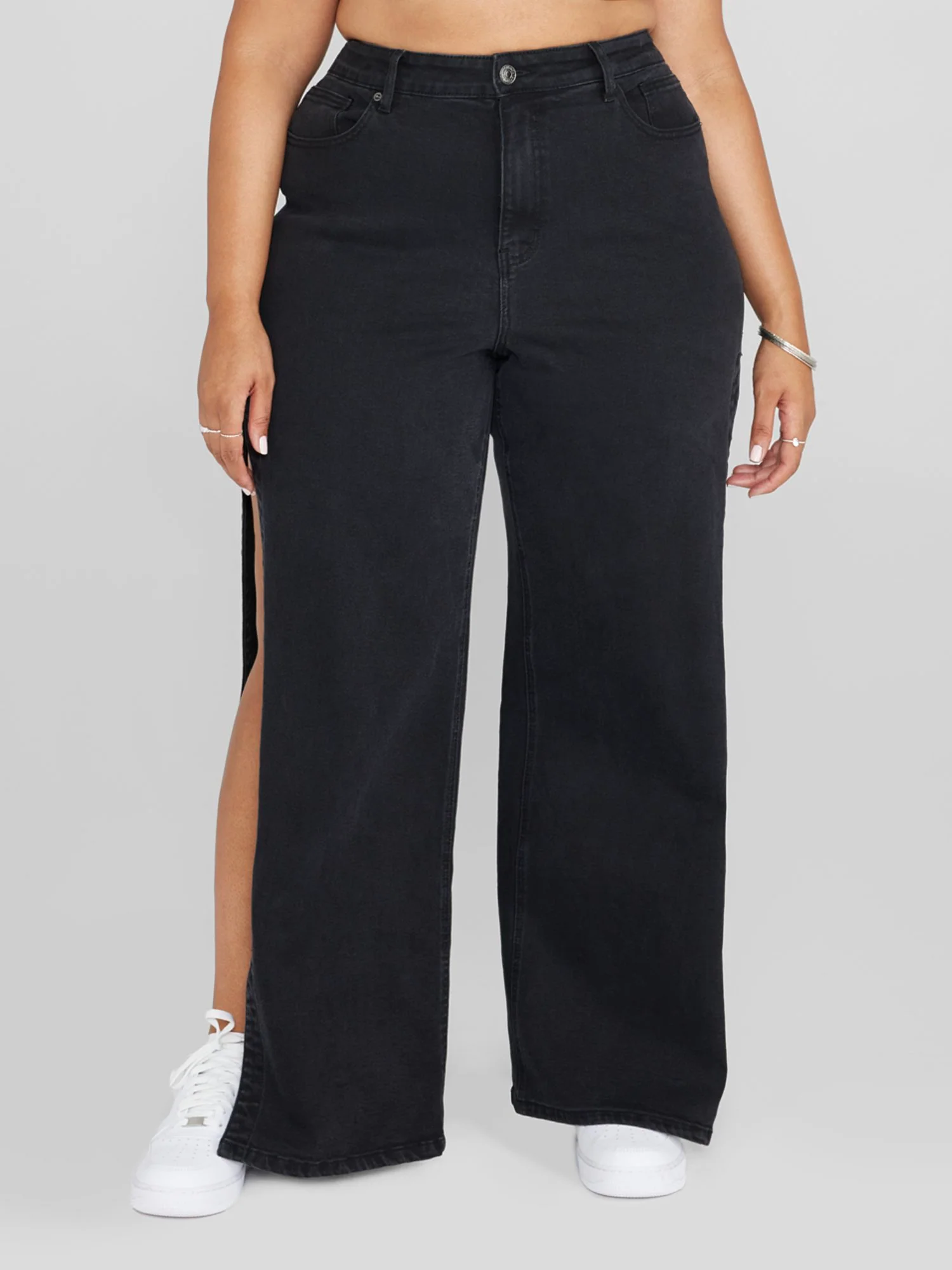 High Rise Side Slit Relaxed Fit Jeans - Image 2
