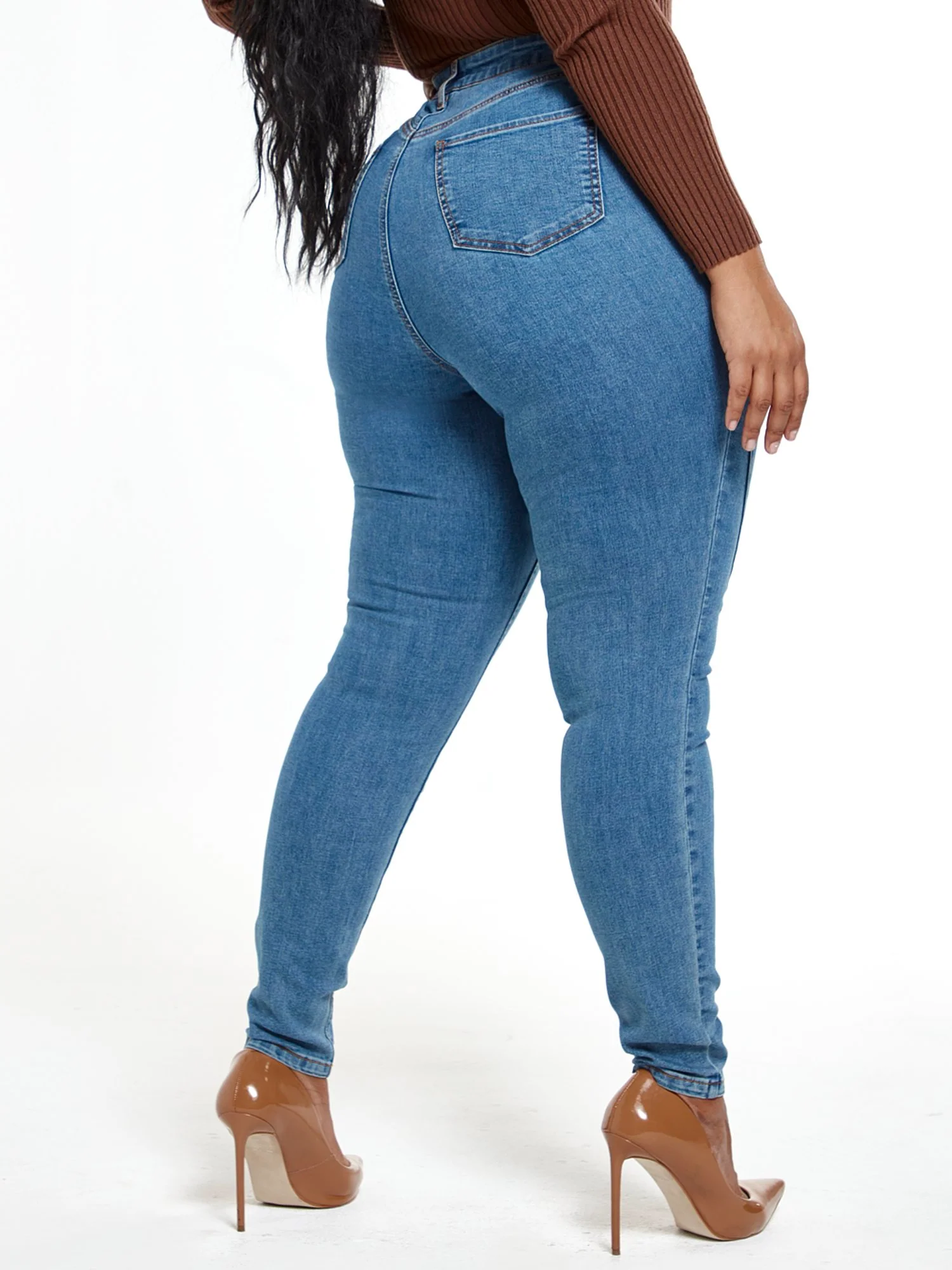High Rise Skinny Jeans with Seam Detail - Image 3