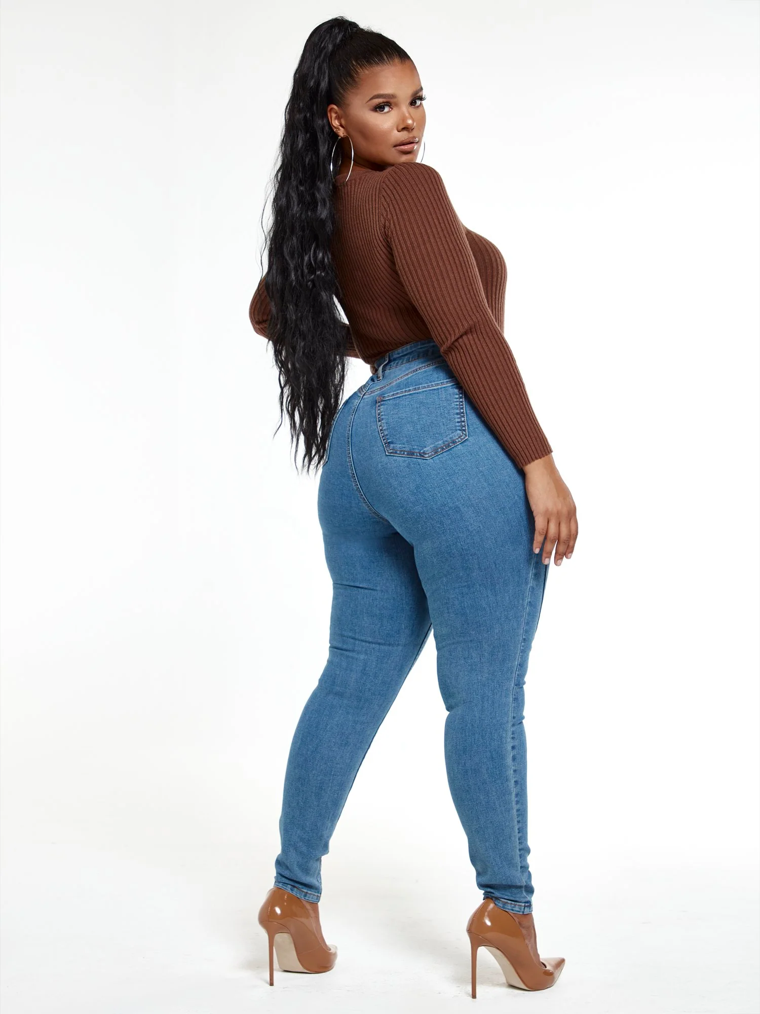 High Rise Skinny Jeans with Seam Detail - Image 5