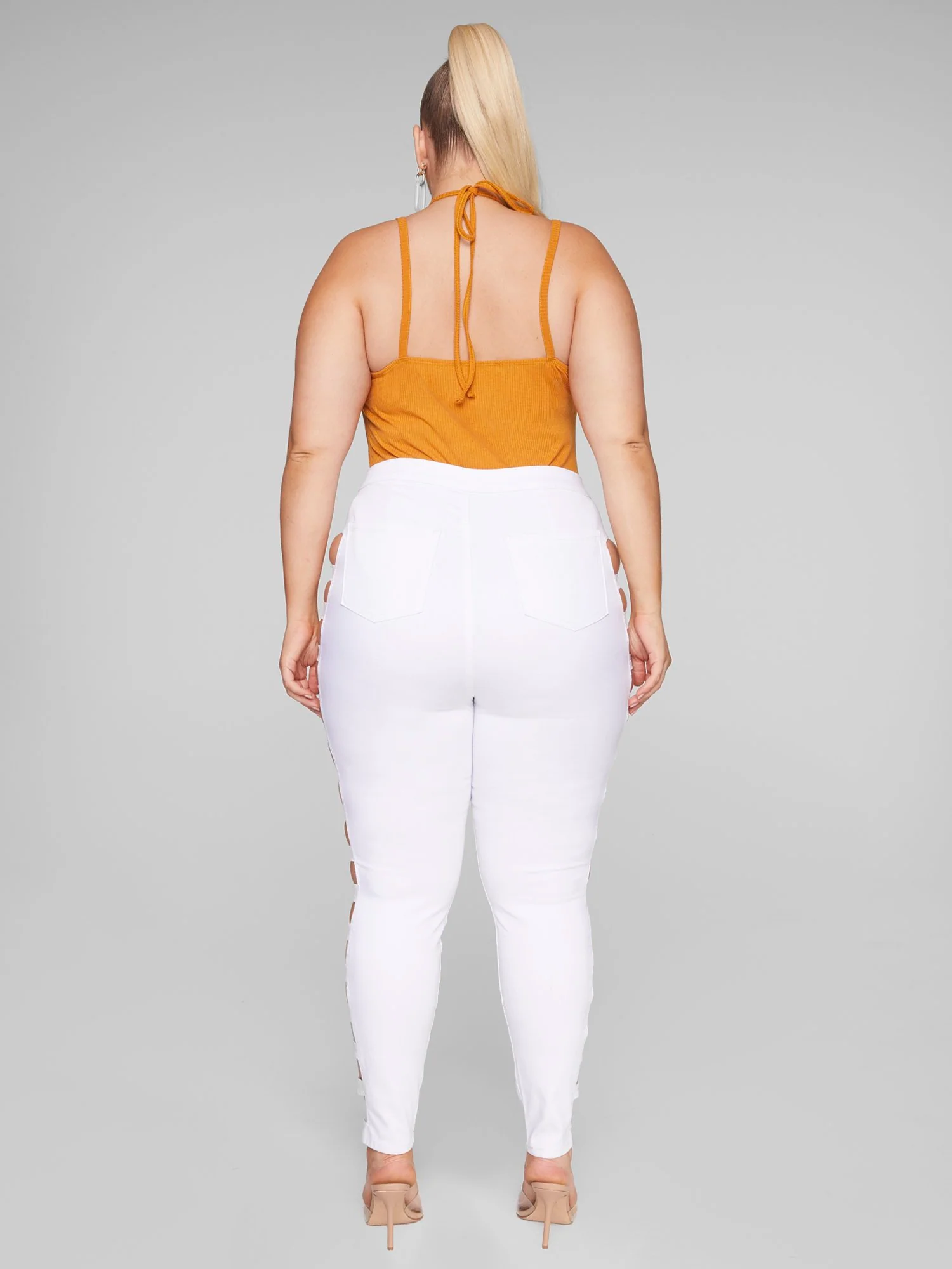 High Rise Skinny Jeans with Side Cutouts - Image 3