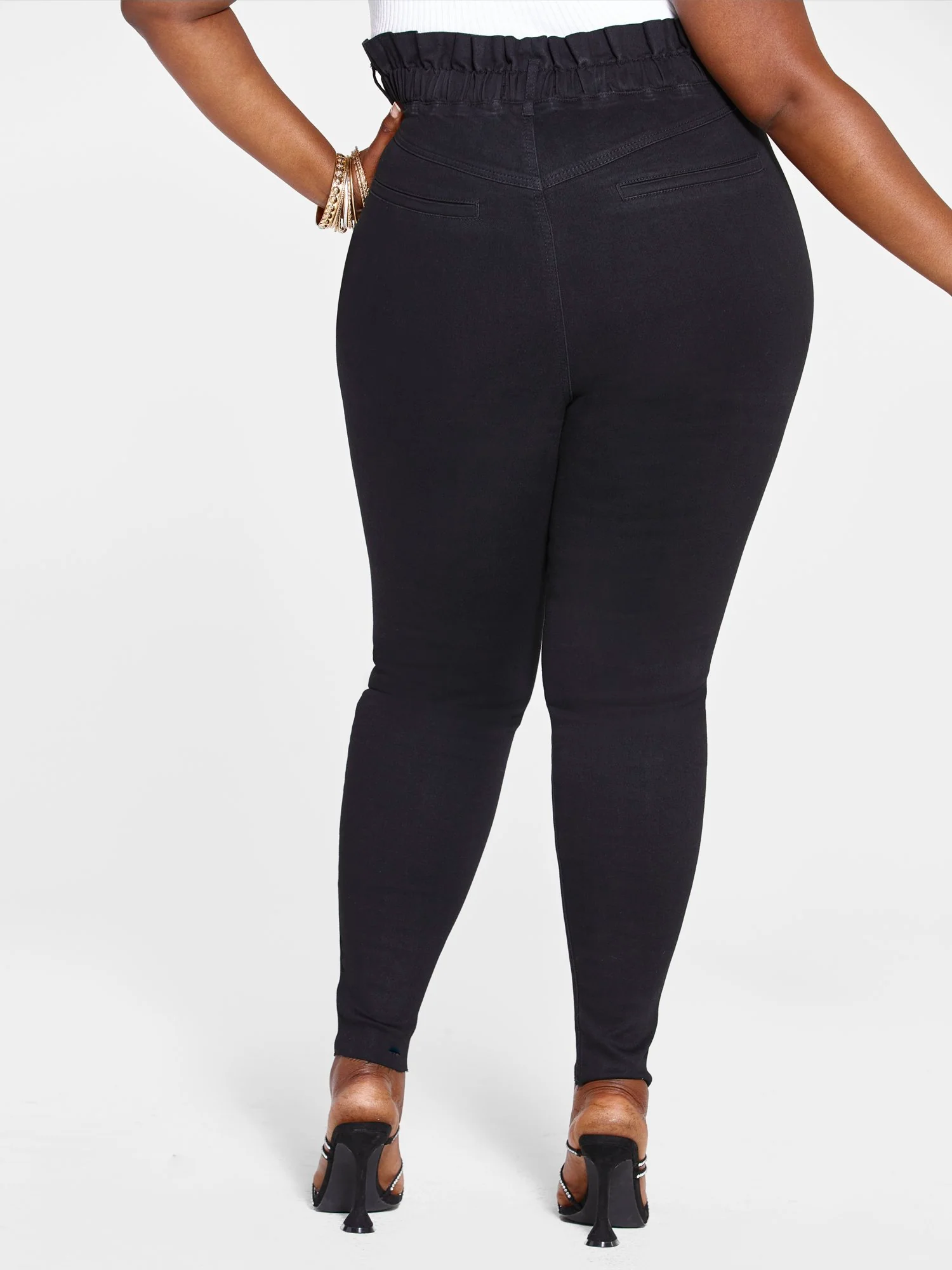High Rise Snap Waist Skinny Jeans - Image 3