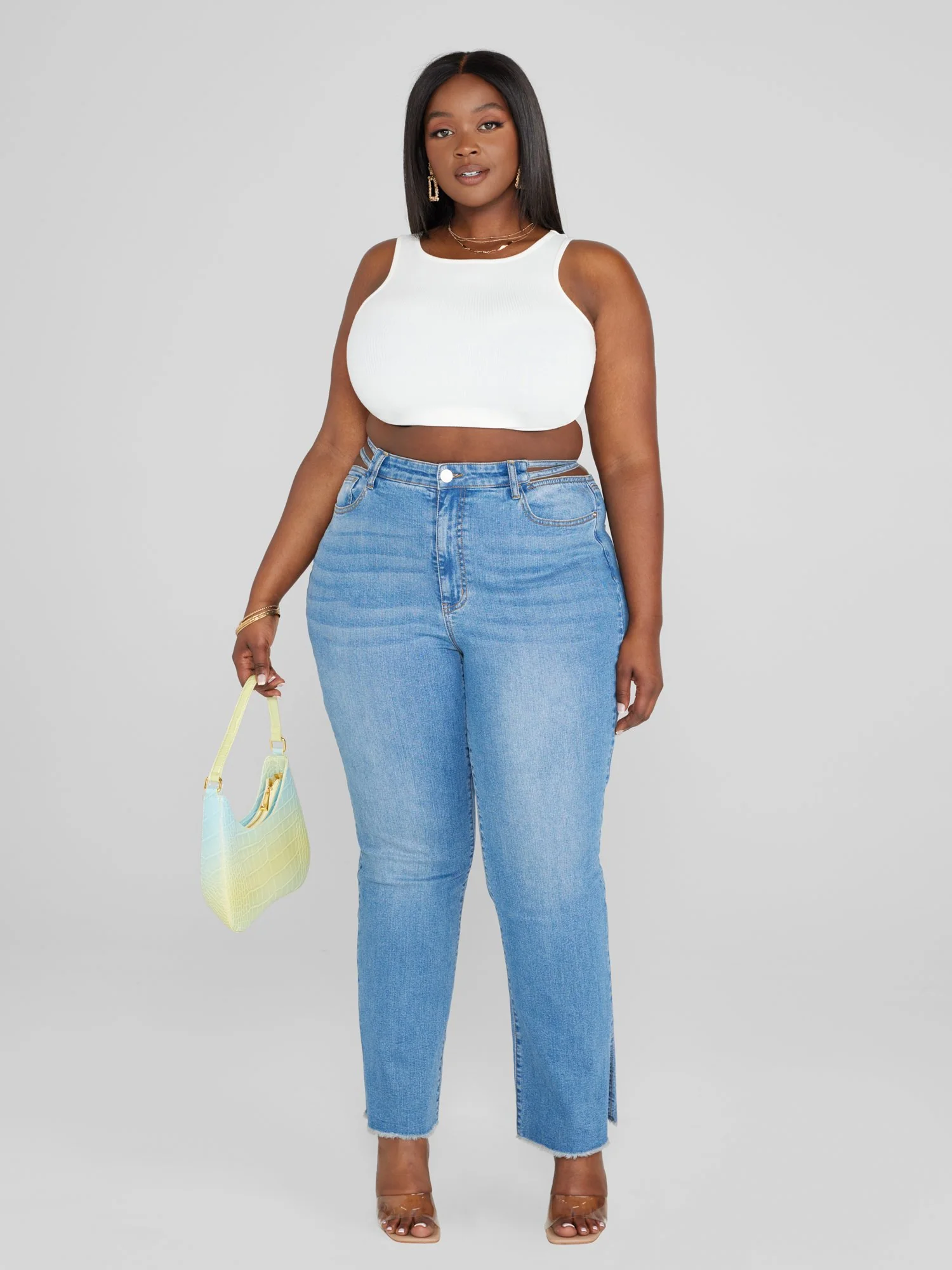High Rise Split Waist Relaxed Fit Jeans - Image 3