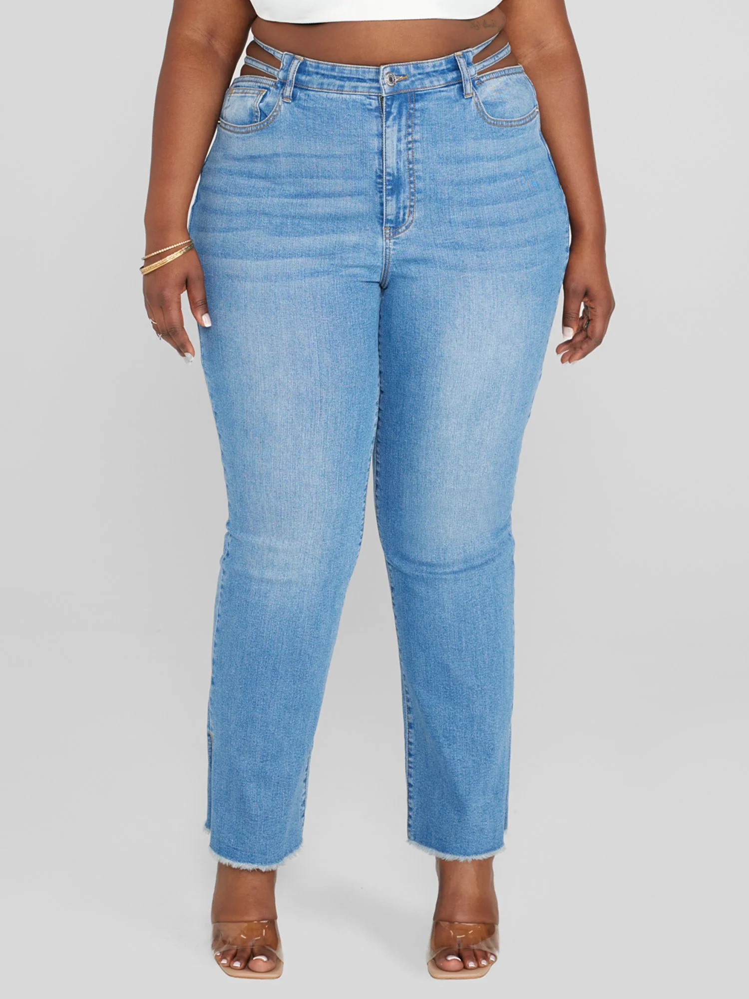 High Rise Split Waist Relaxed Fit Jeans - Tall inseam - Image 2