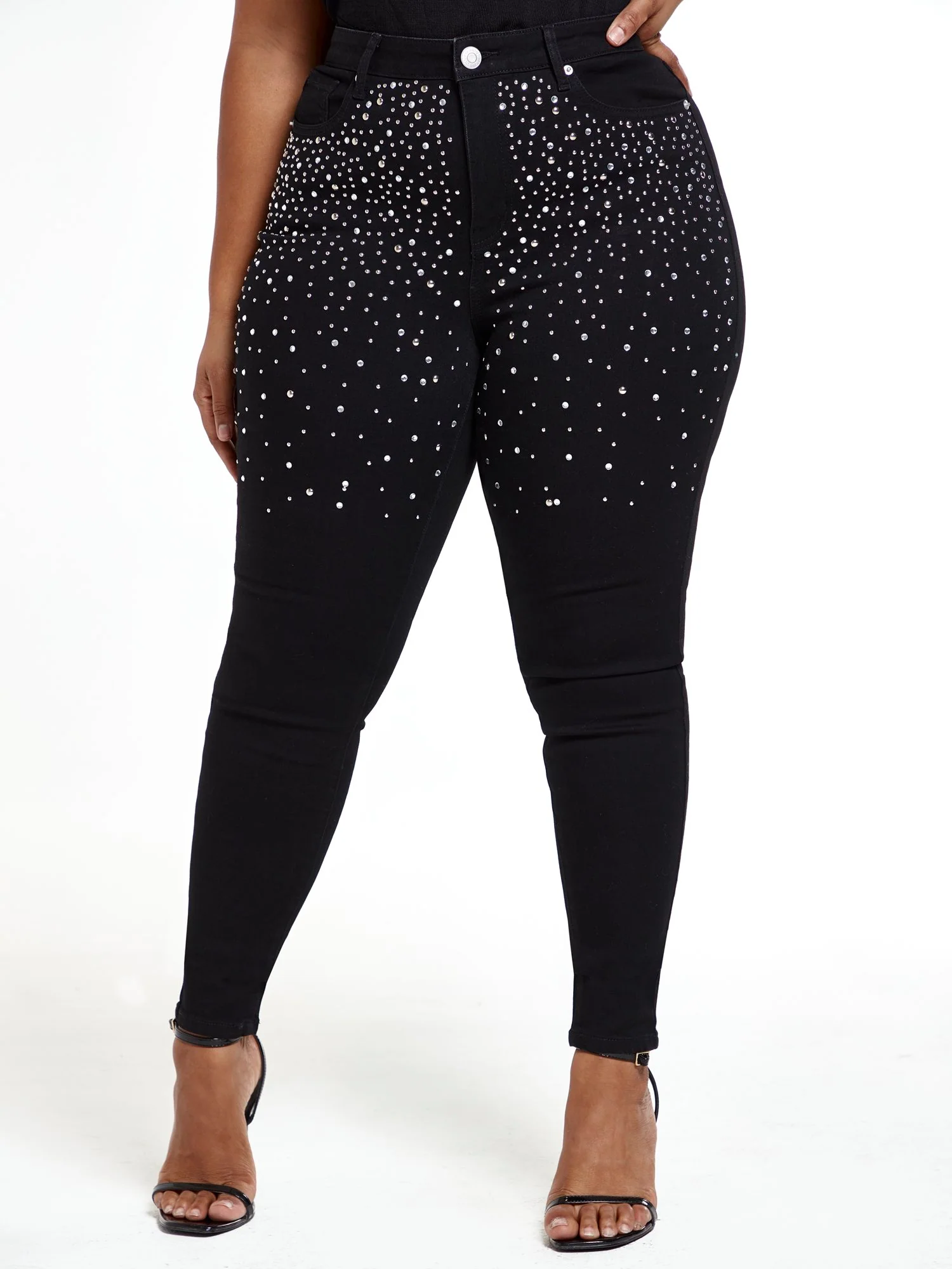 High Rise Studded Front Skinny Jeans - Image 2