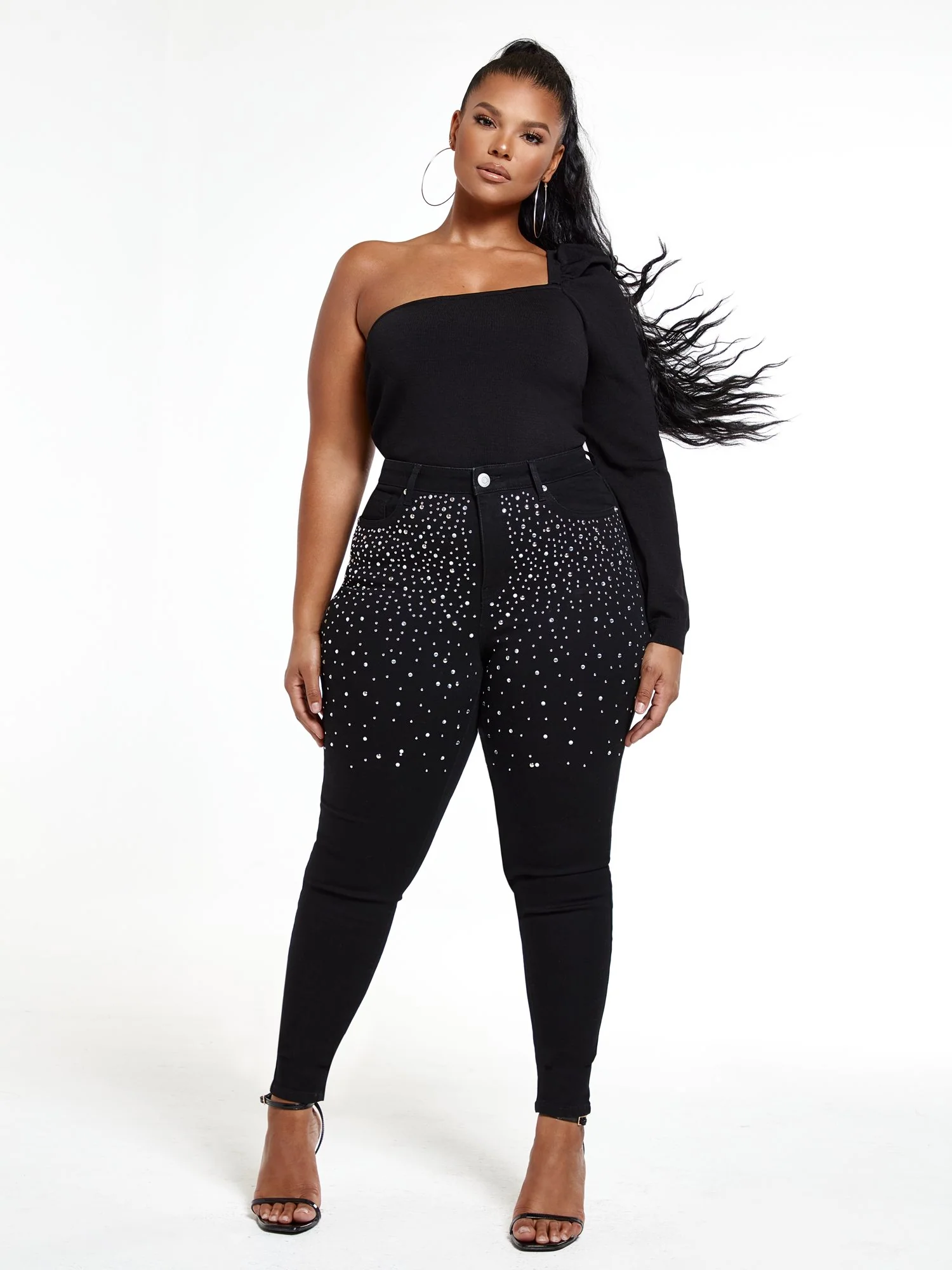 High Rise Studded Front Skinny Jeans - Image 5