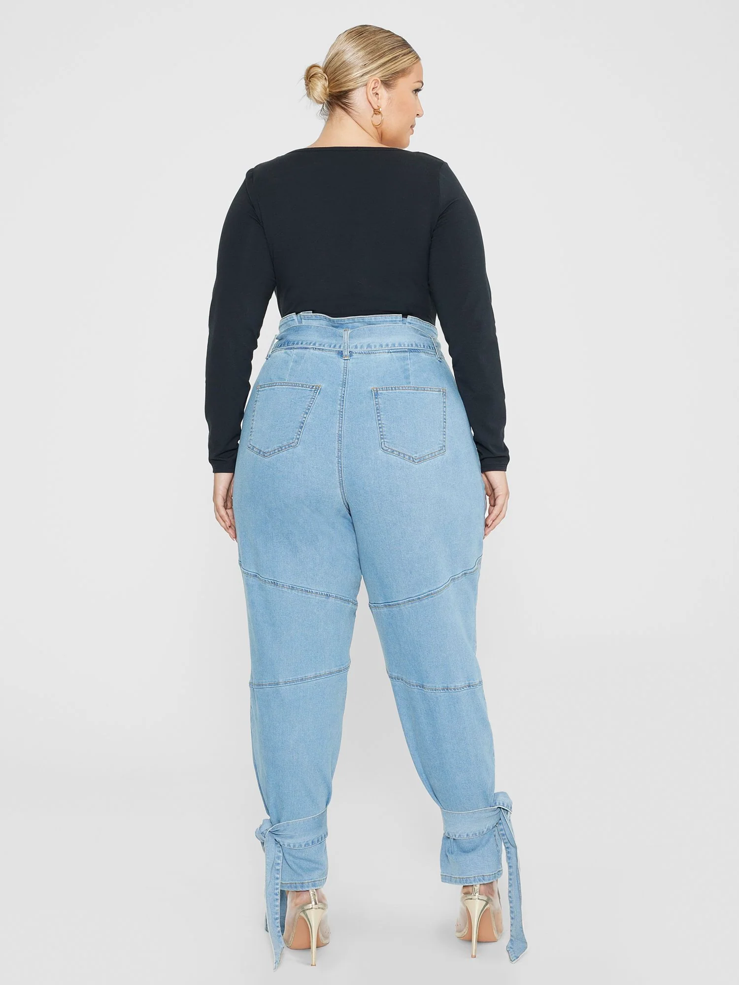 High Rise Tie Detail Jeans - Image 4