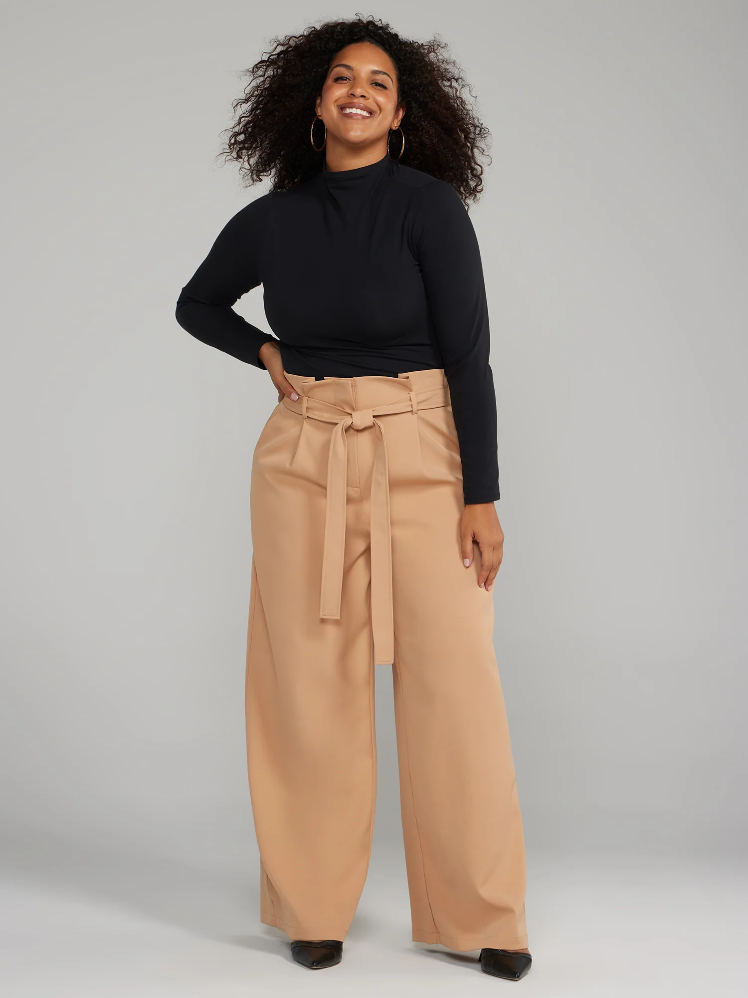 High Rise Wide Leg Paperbag Pants - Image 4