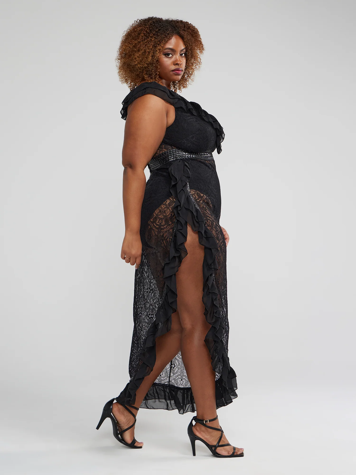 High Slit Ruffle Detail Dress - Image 2