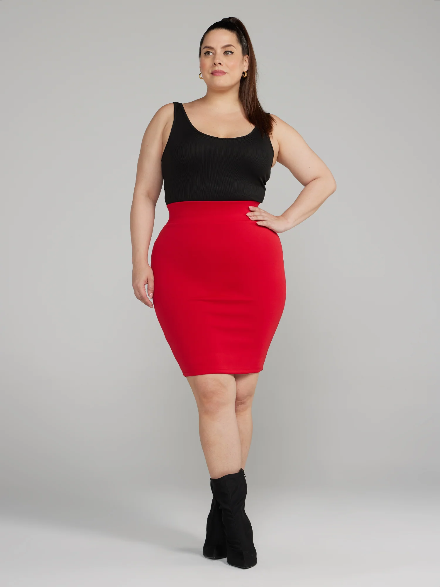 High Waisted Knit Pencil Skirt - Image 16
