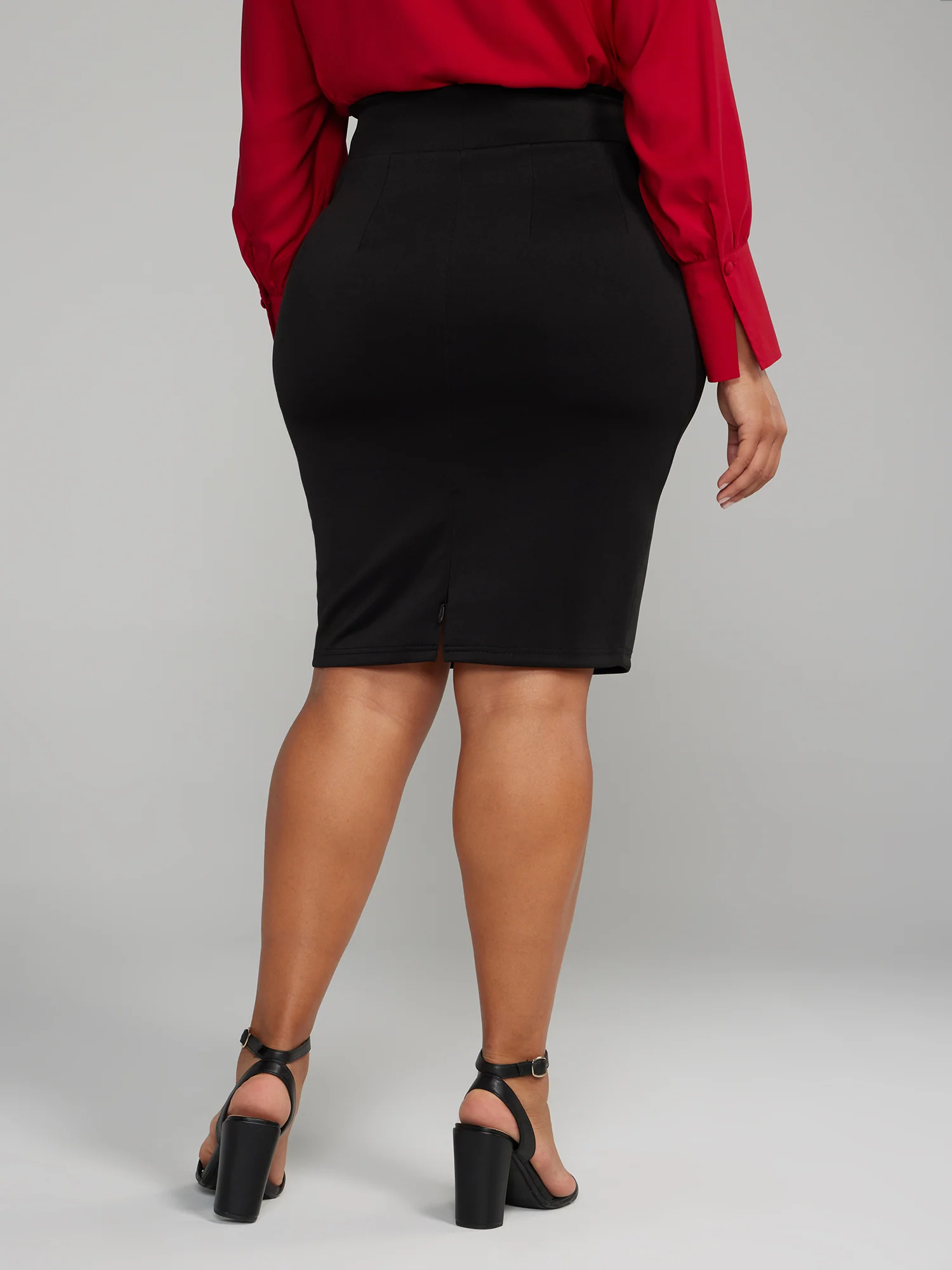 High Waisted Knit Pencil Skirt - Image 3