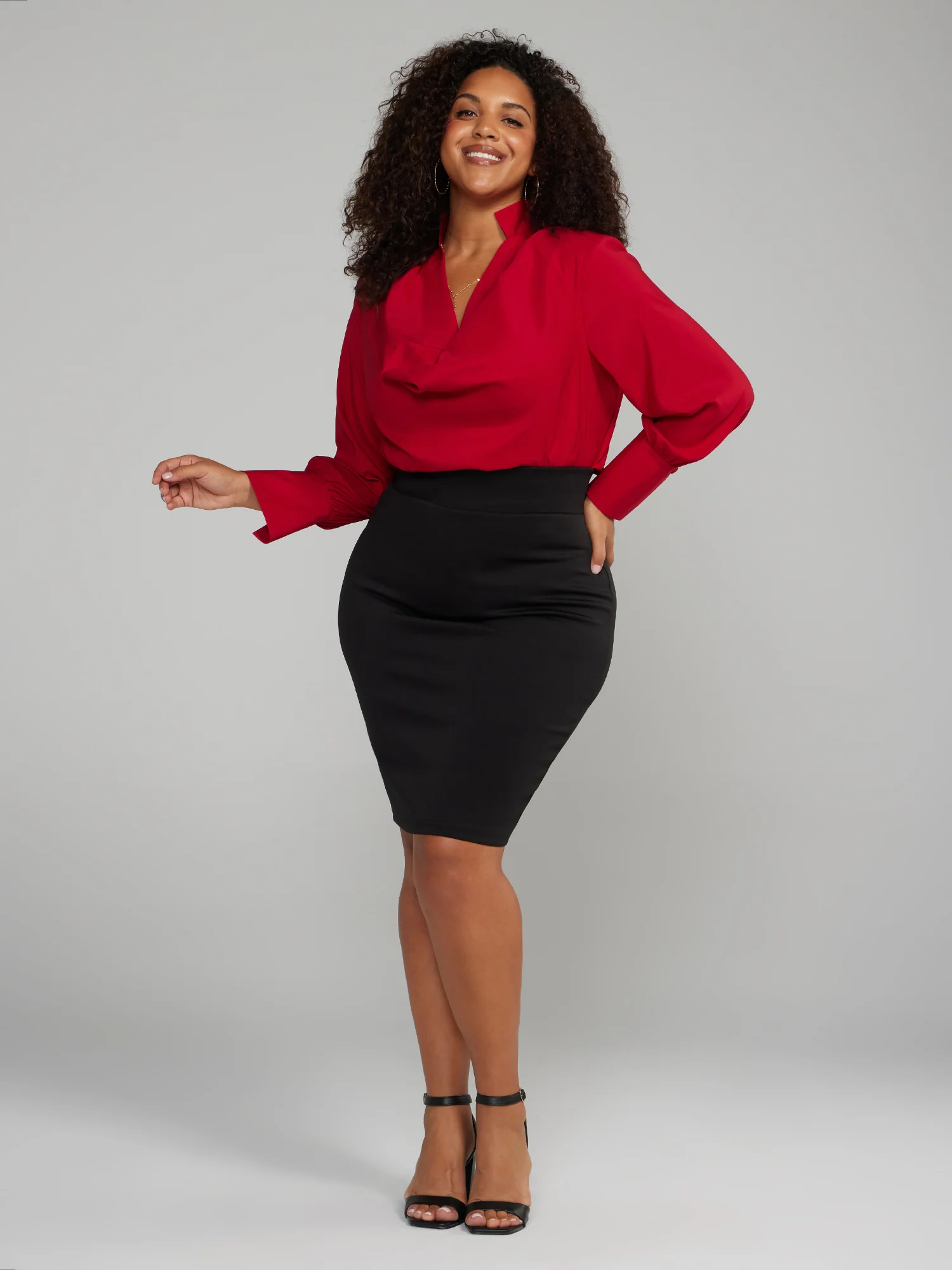 High Waisted Knit Pencil Skirt - Image 5