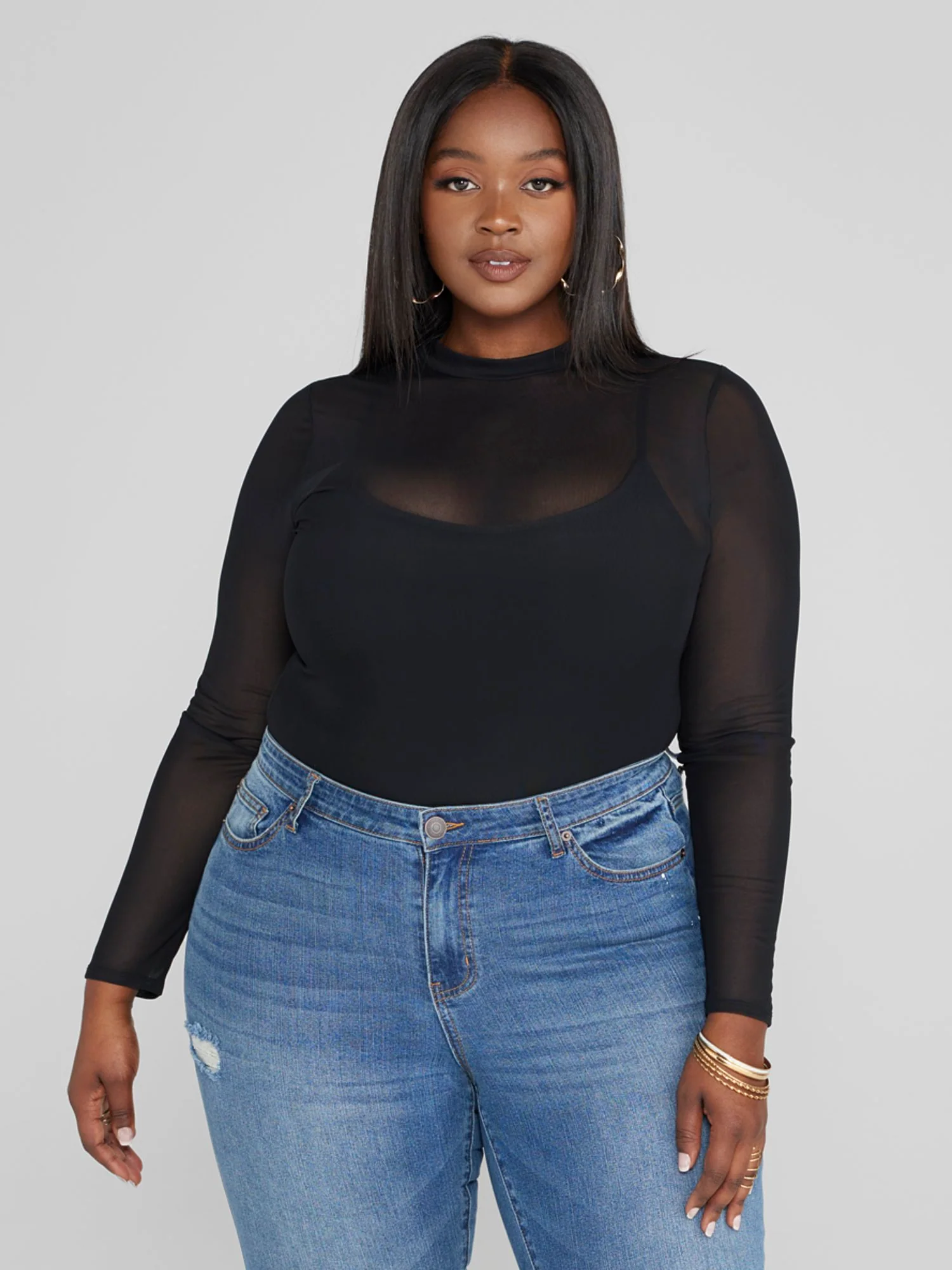 Hollyn Mock Neck Mesh Top - Image 2