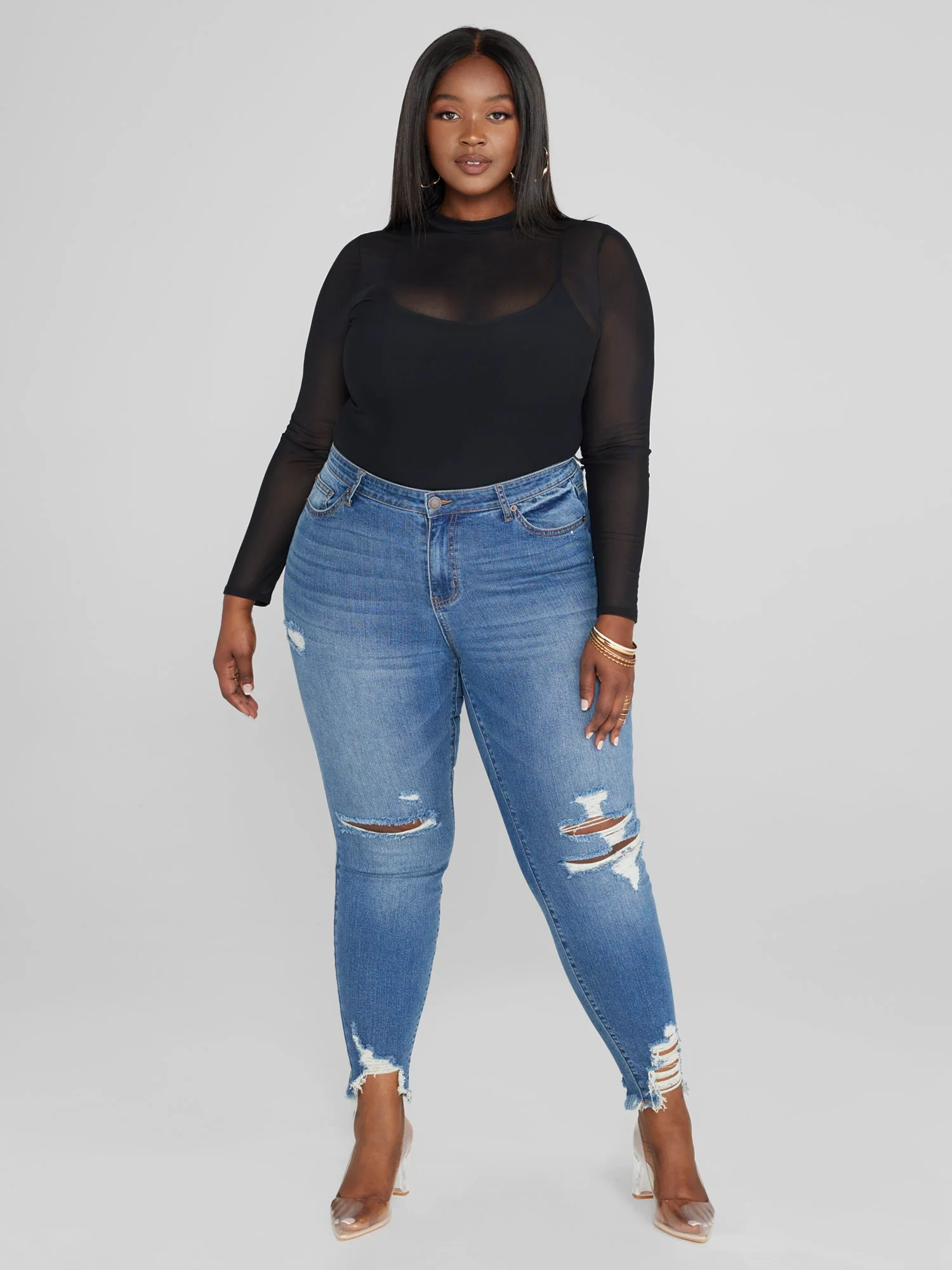 Hollyn Mock Neck Mesh Top - Image 3