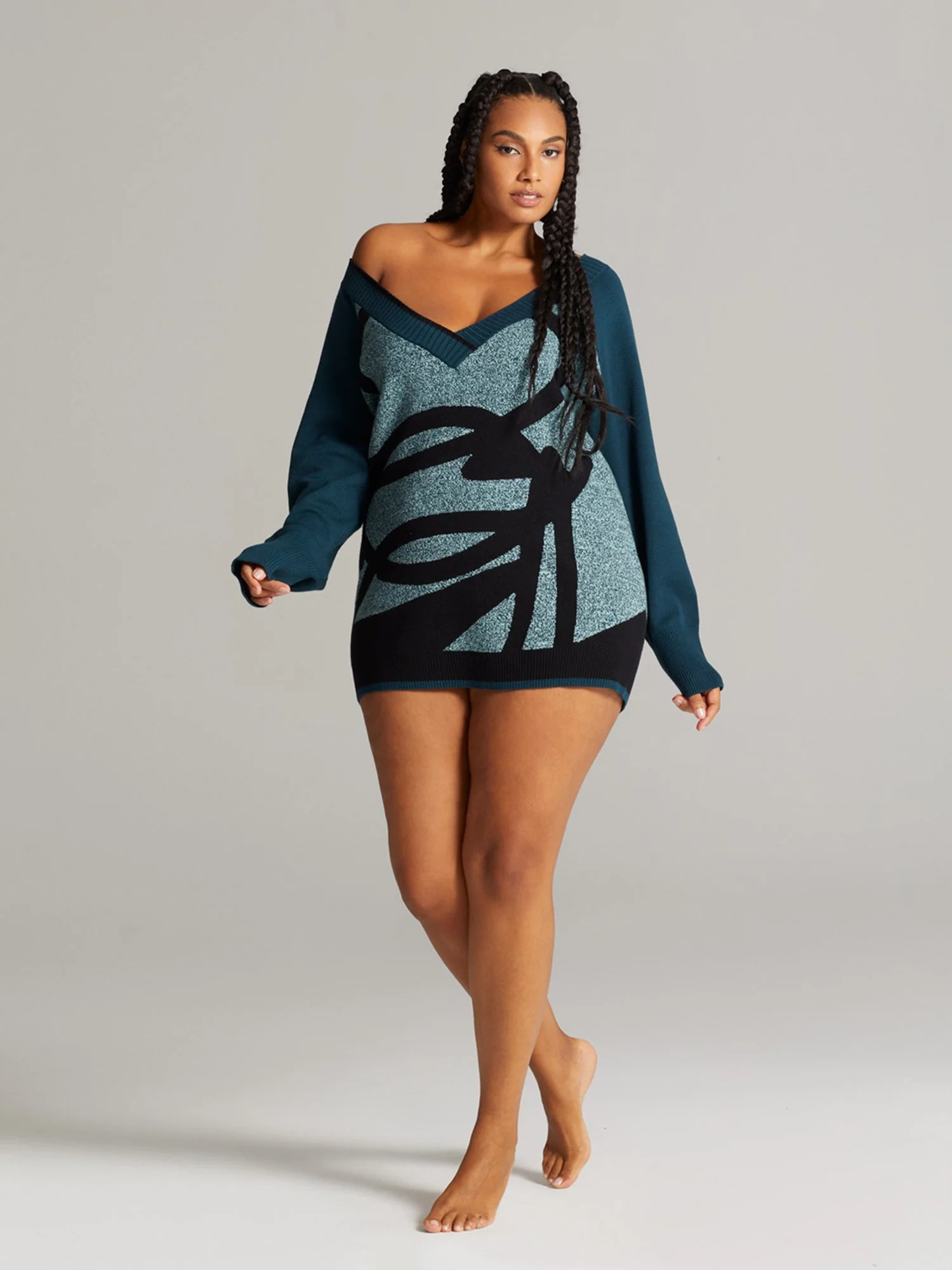 Indy Abstract Print V-Neck Sweater - Image 2