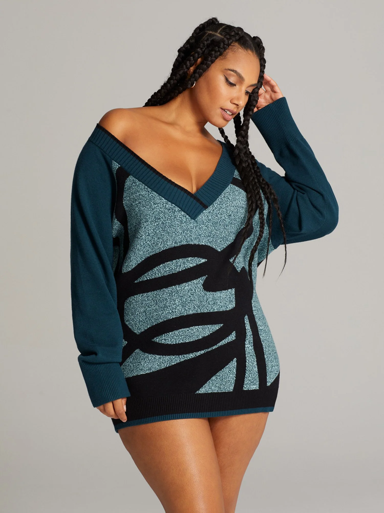 Indy Abstract Print V-Neck Sweater - Image 5