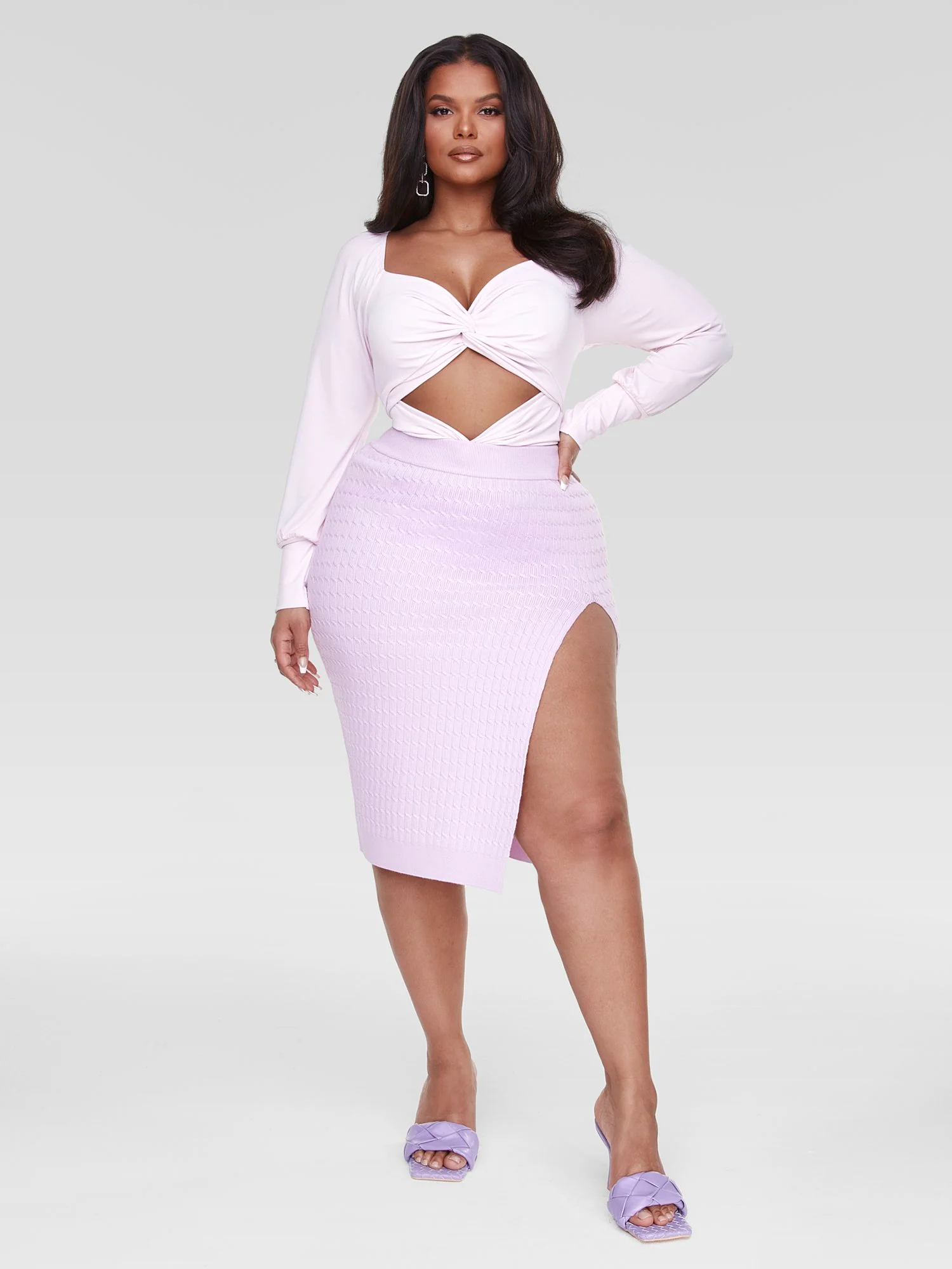 Iris Cable Knit Midi Sweater Skirt - Image 4