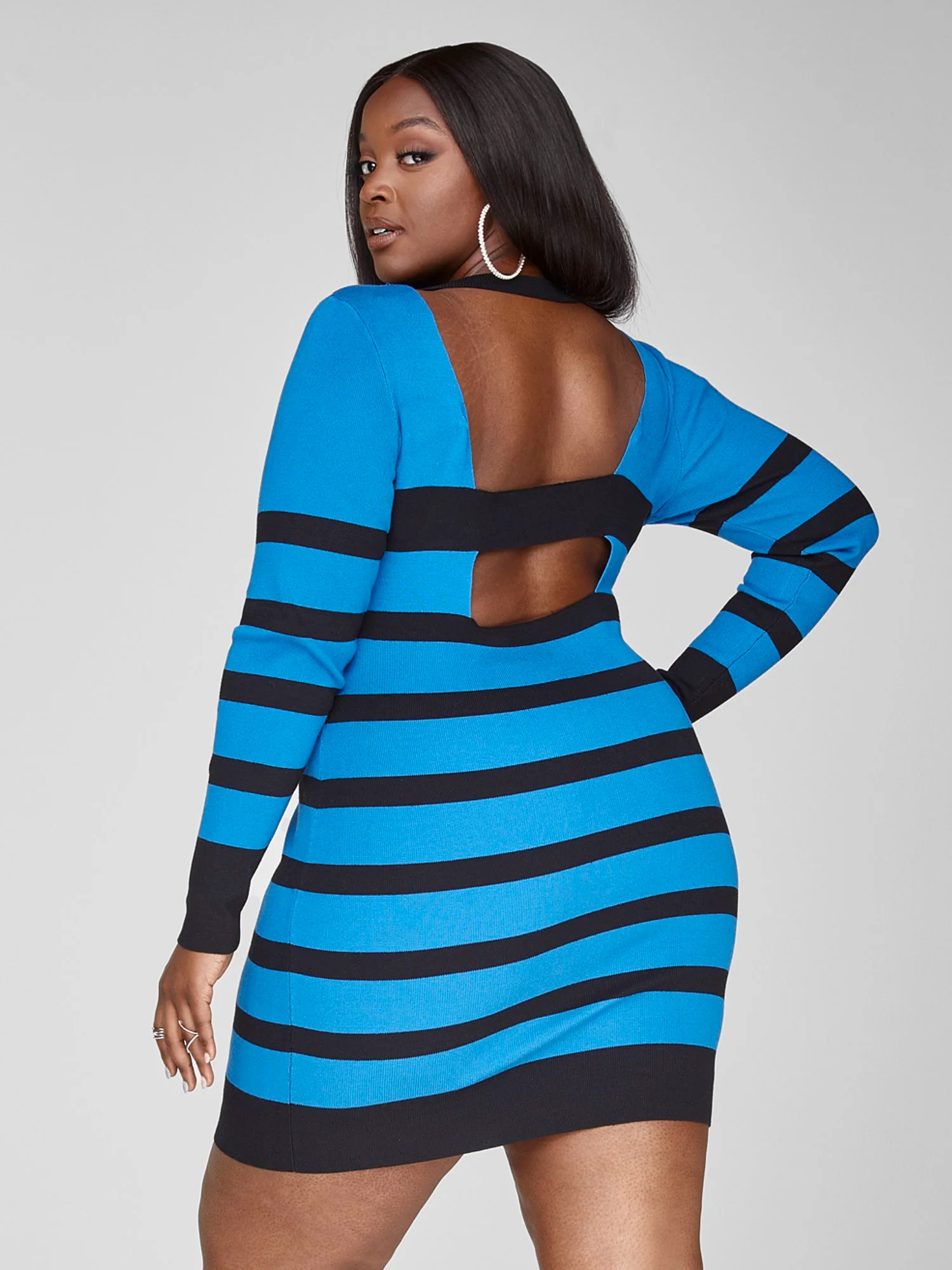Isabel Striped Sweater Dress with Back Detail - Image 2