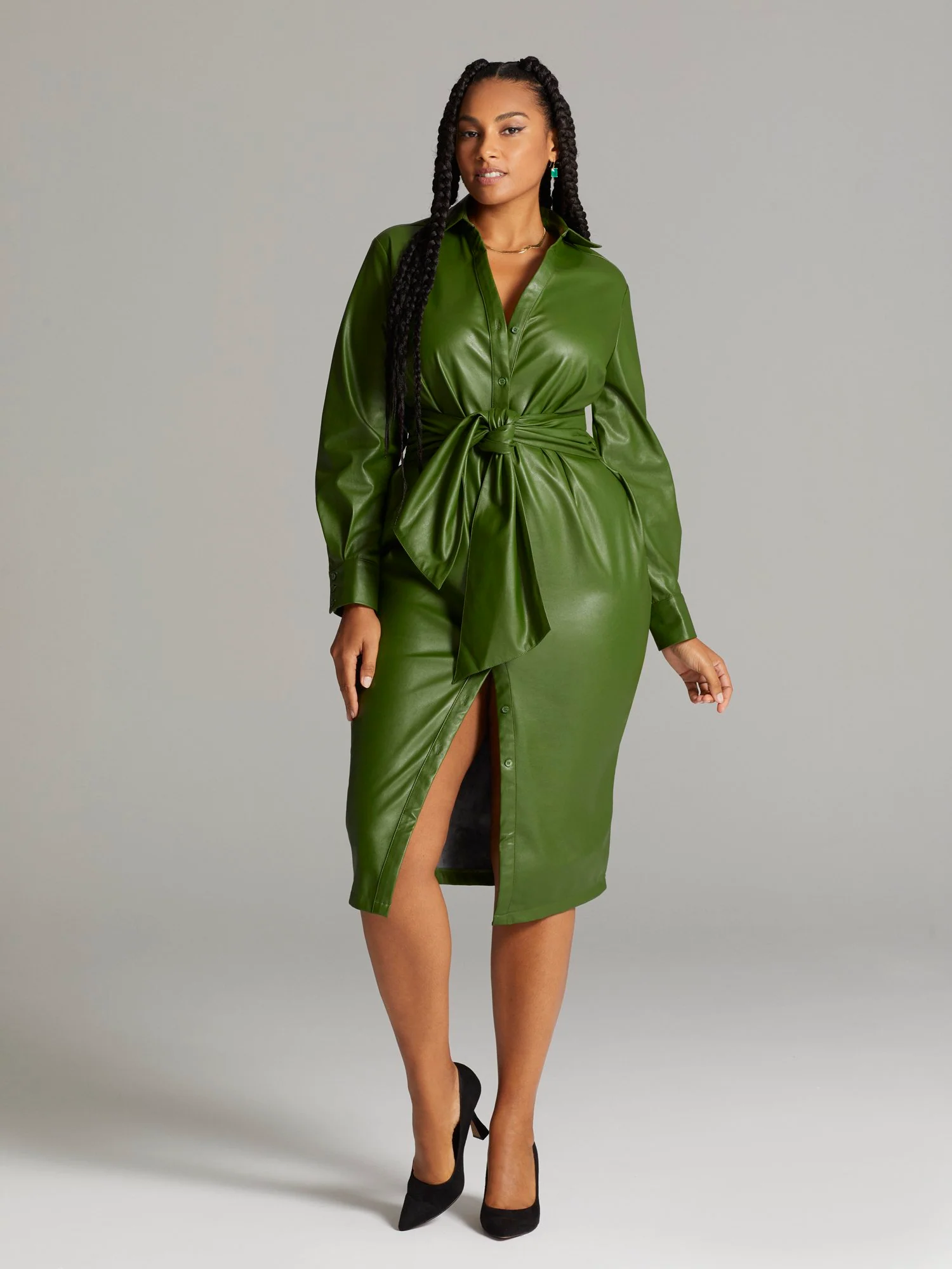 Islande Faux Leather Tie Front Dress - Image 2