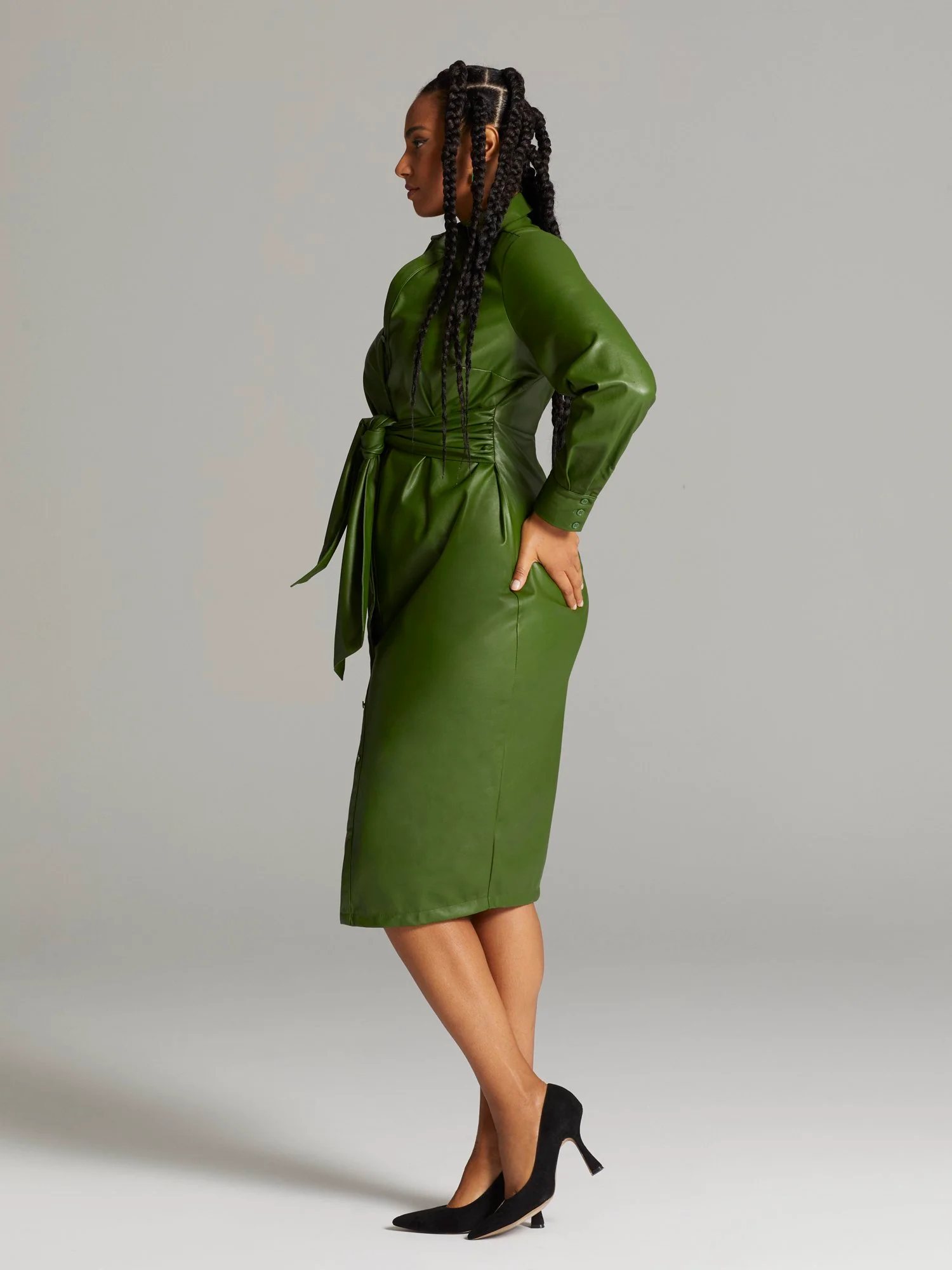 Islande Faux Leather Tie Front Dress - Image 3