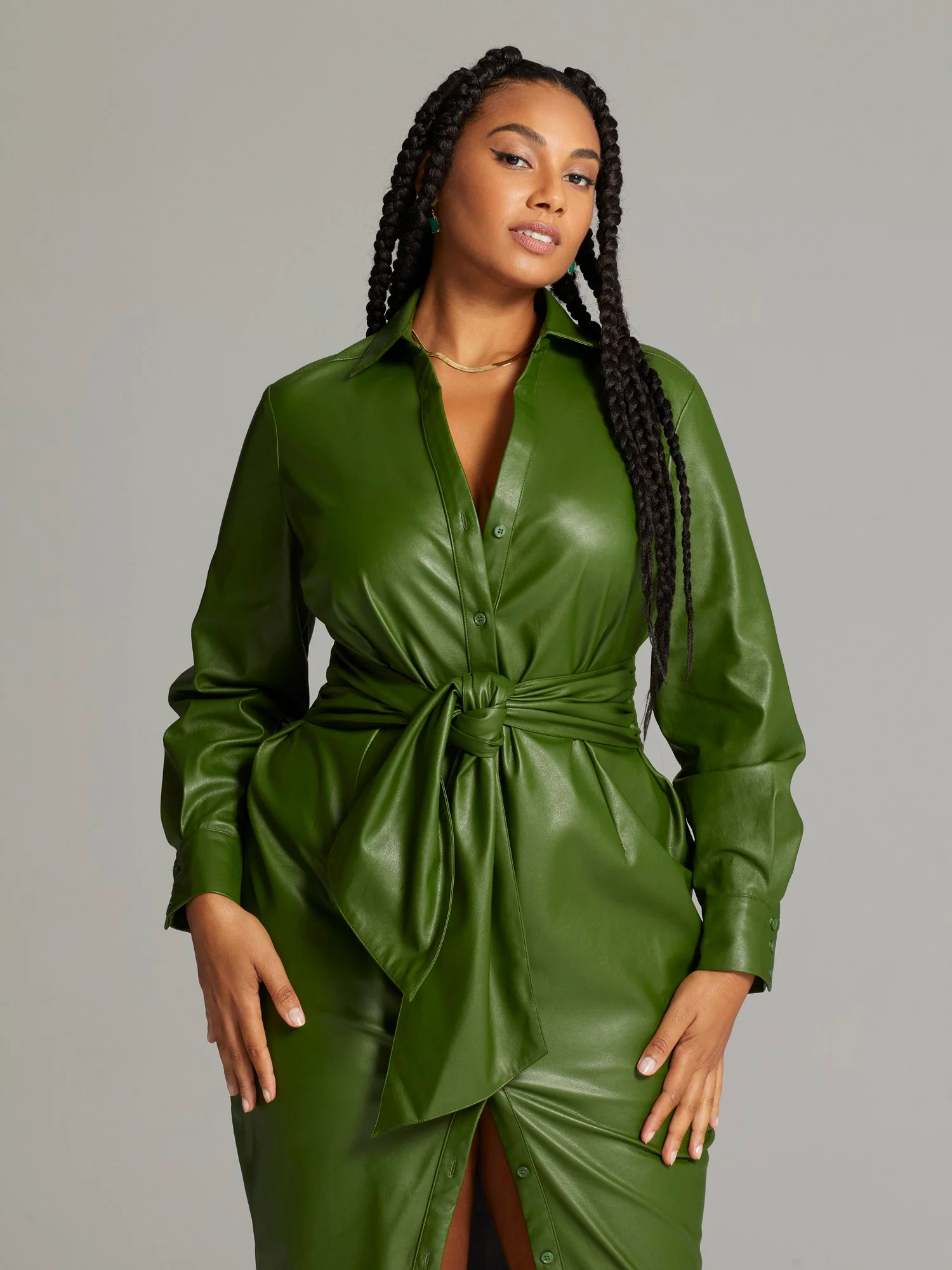 Islande Faux Leather Tie Front Dress - Image 5