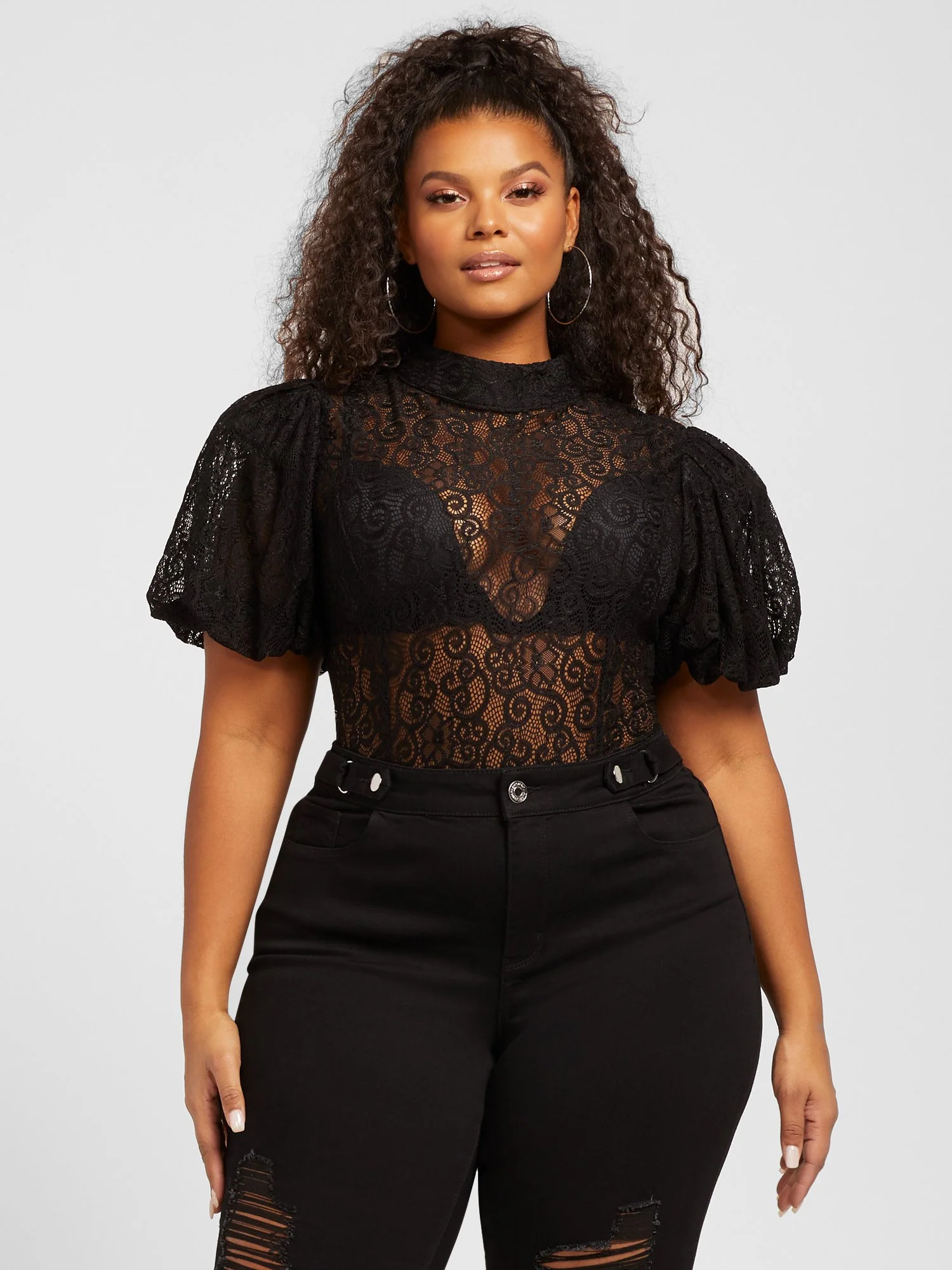 Ivy Puff Sleeve Lace Bodysuit - Image 2