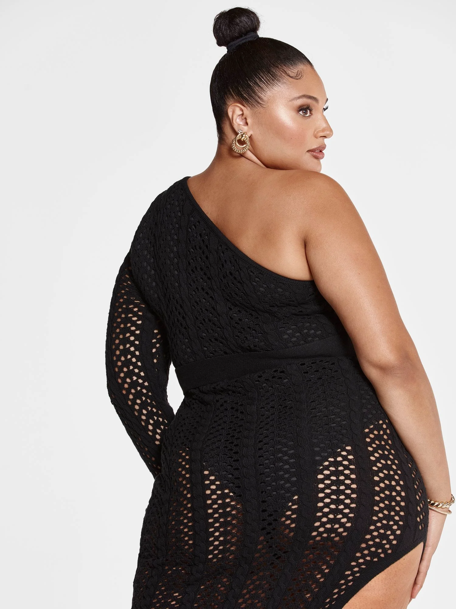 Jada One Shoulder Crochet Maxi Dress - Image 4