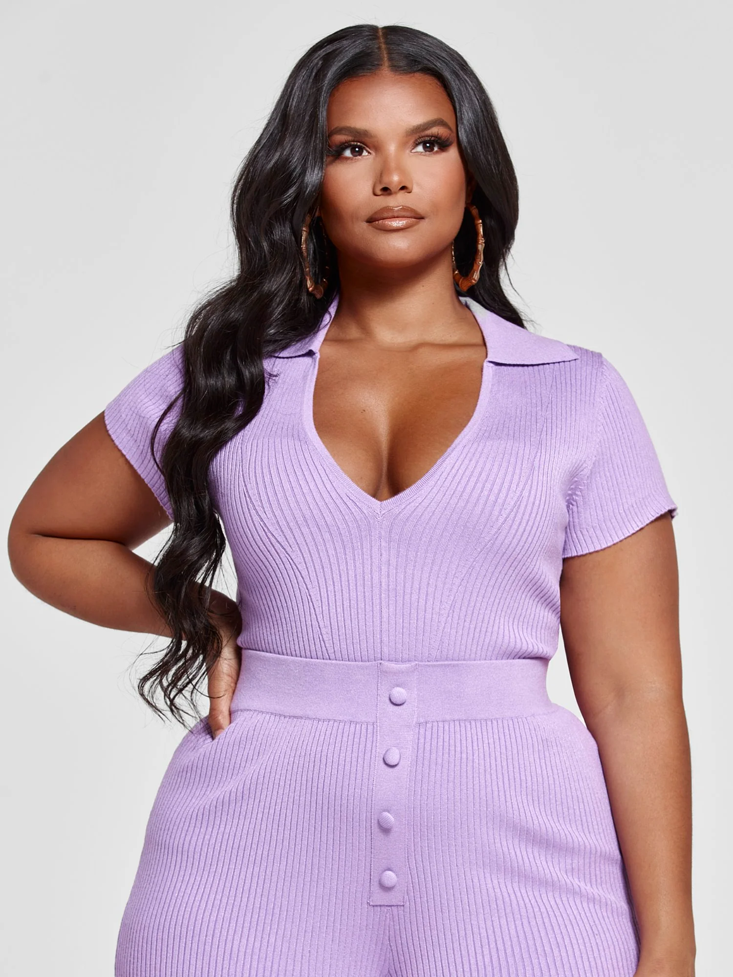 Jana Ribbed Knit Polo Top - Image 2
