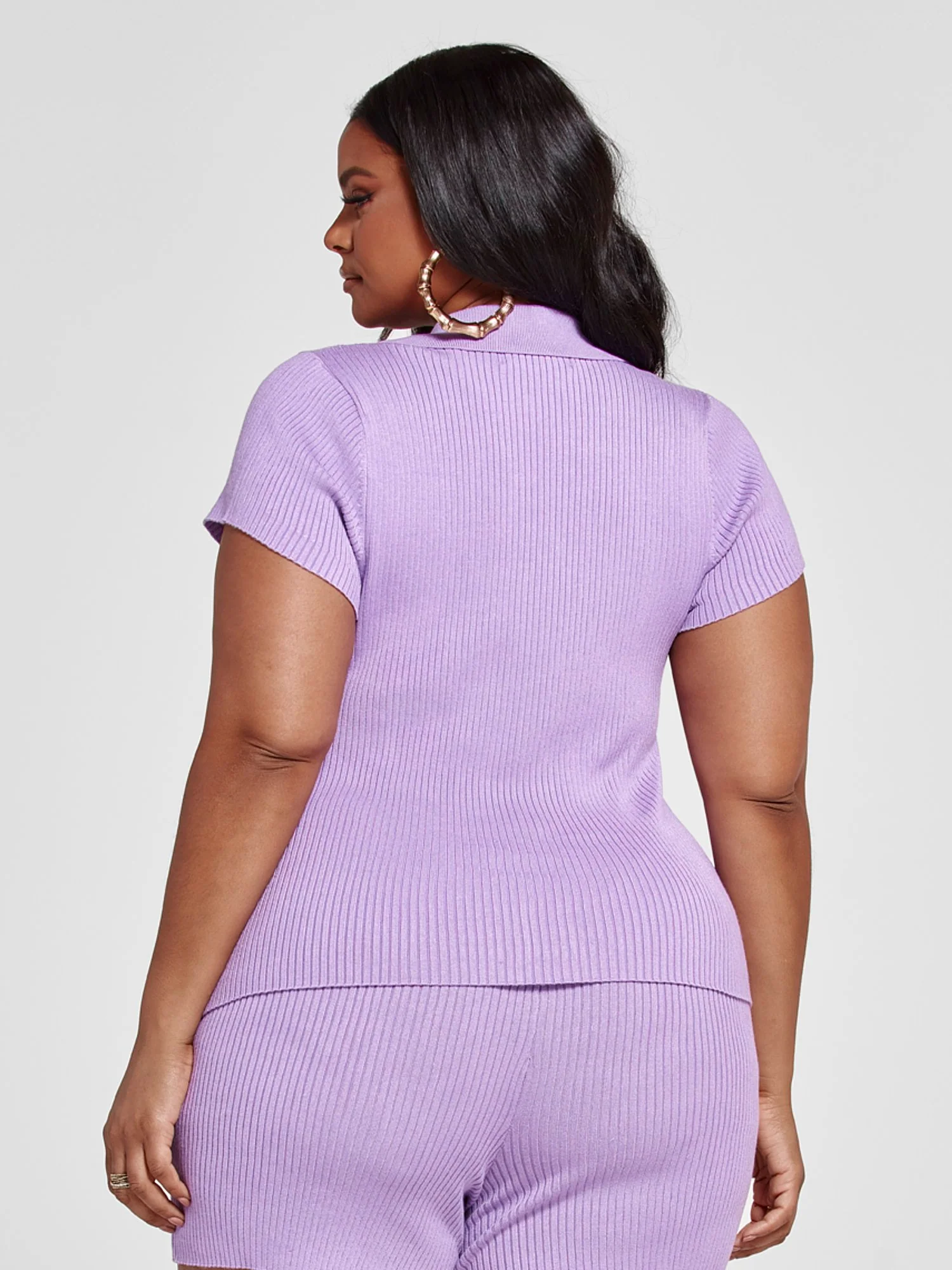 Jana Ribbed Knit Polo Top - Image 3