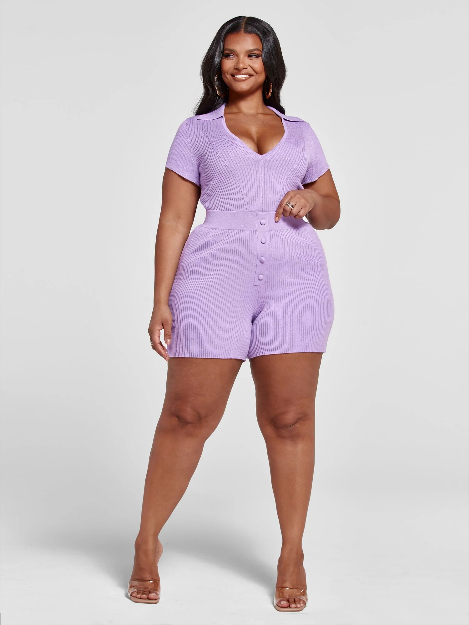 Jana Ribbed Knit Polo Top - Image 4