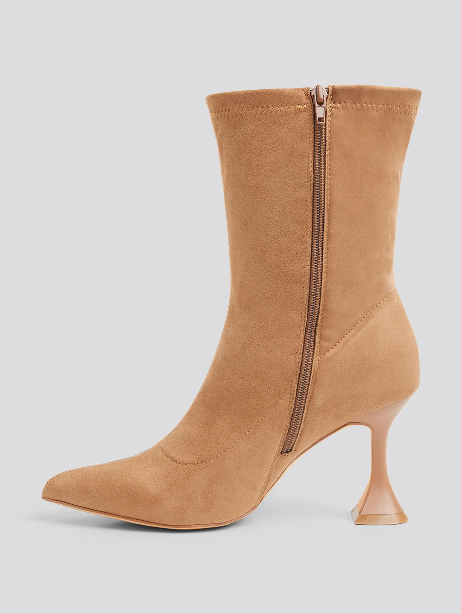 Janell Faux Stretch Suede Mid-Calf Boots - Image 5