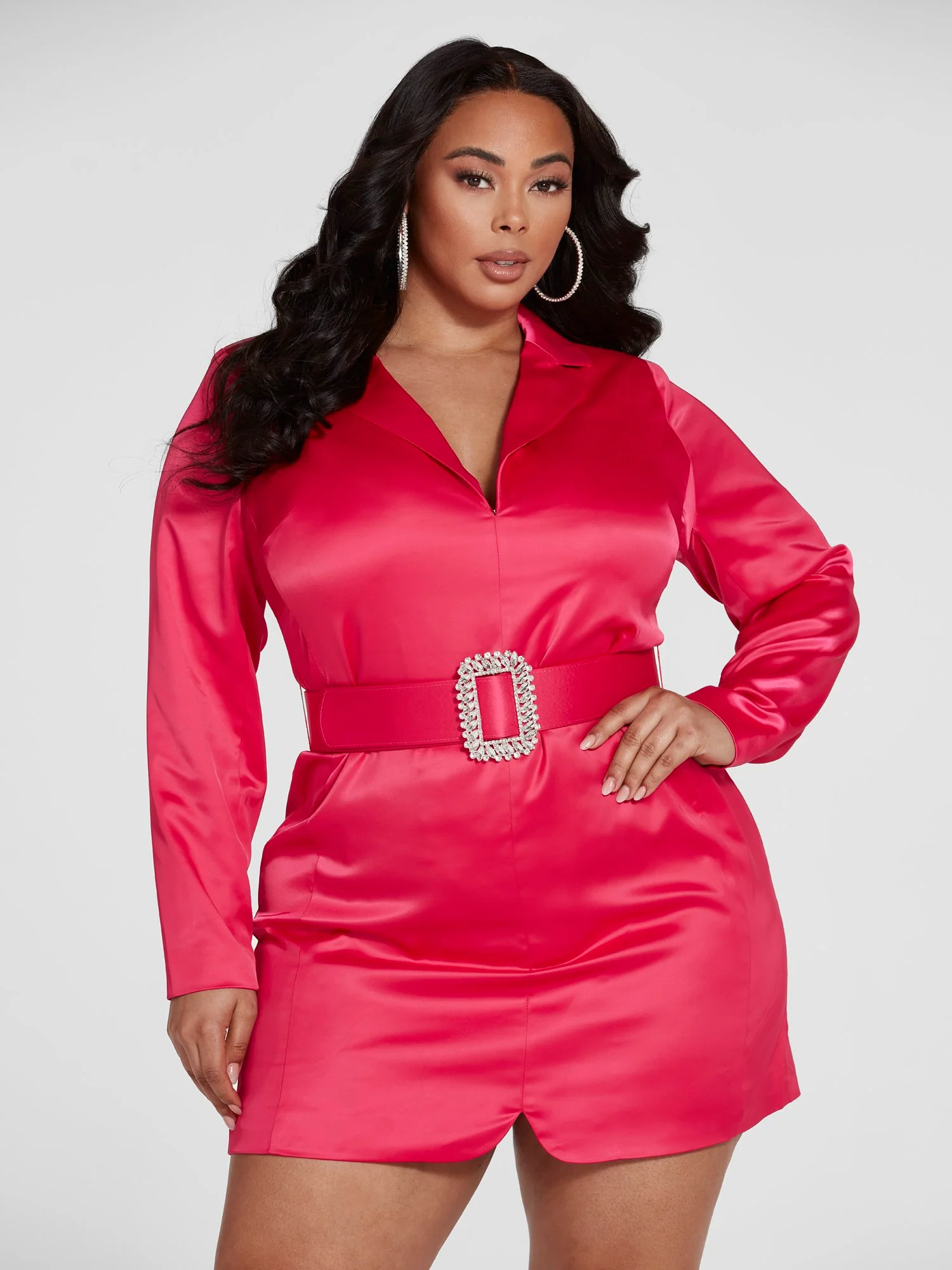 Janelle Belted Satin Dress - Image 2