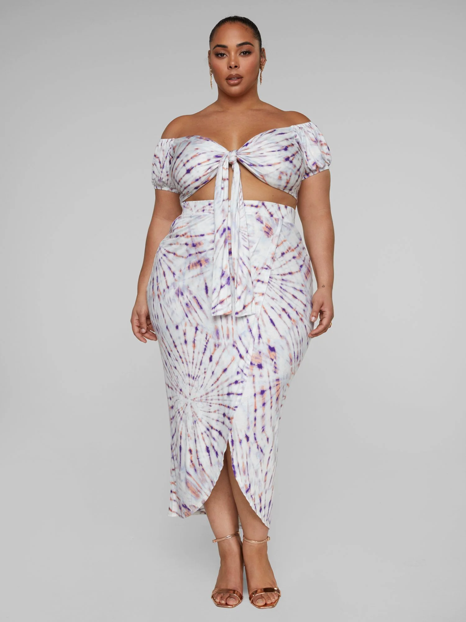 Janet Tie Dye Faux Wrap Skirt - Image 3