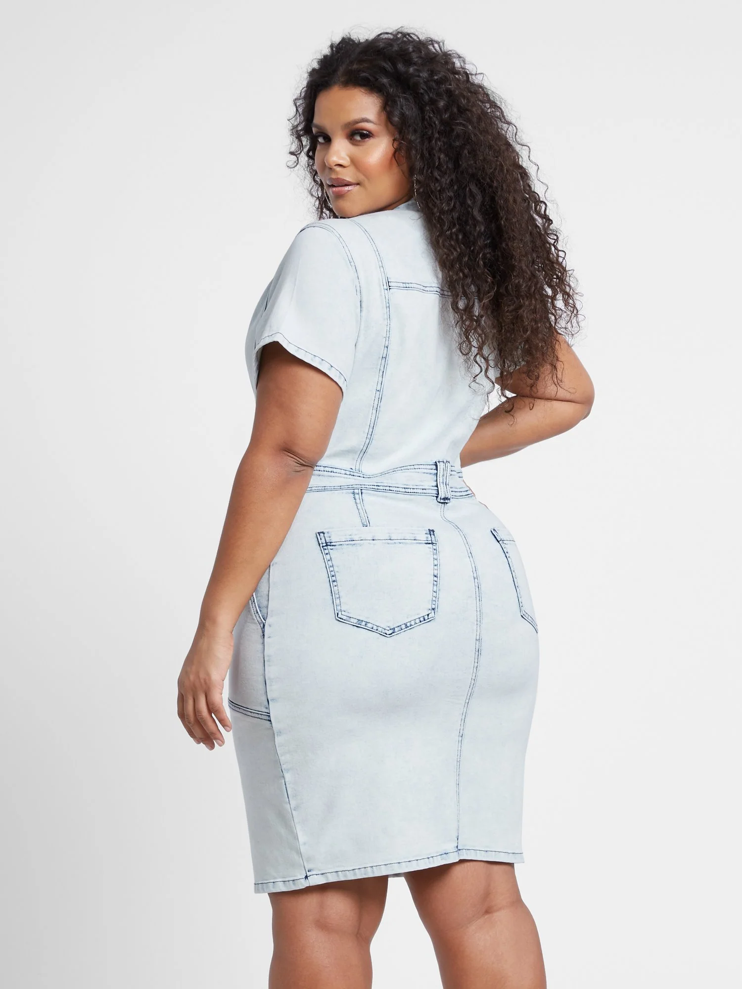 Jayden Button Front Denim Dress - Image 3