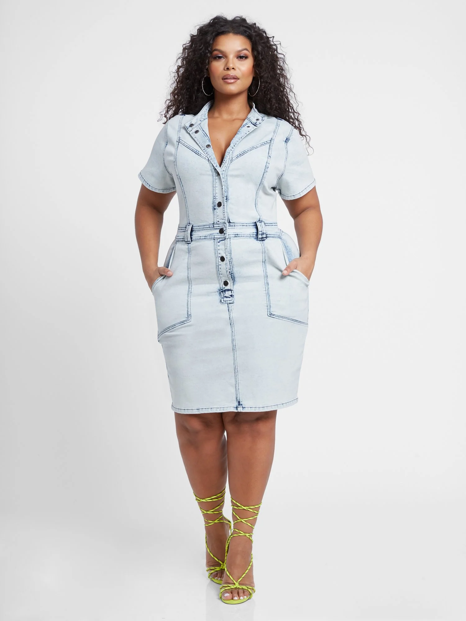 Jayden Button Front Denim Dress - Image 5