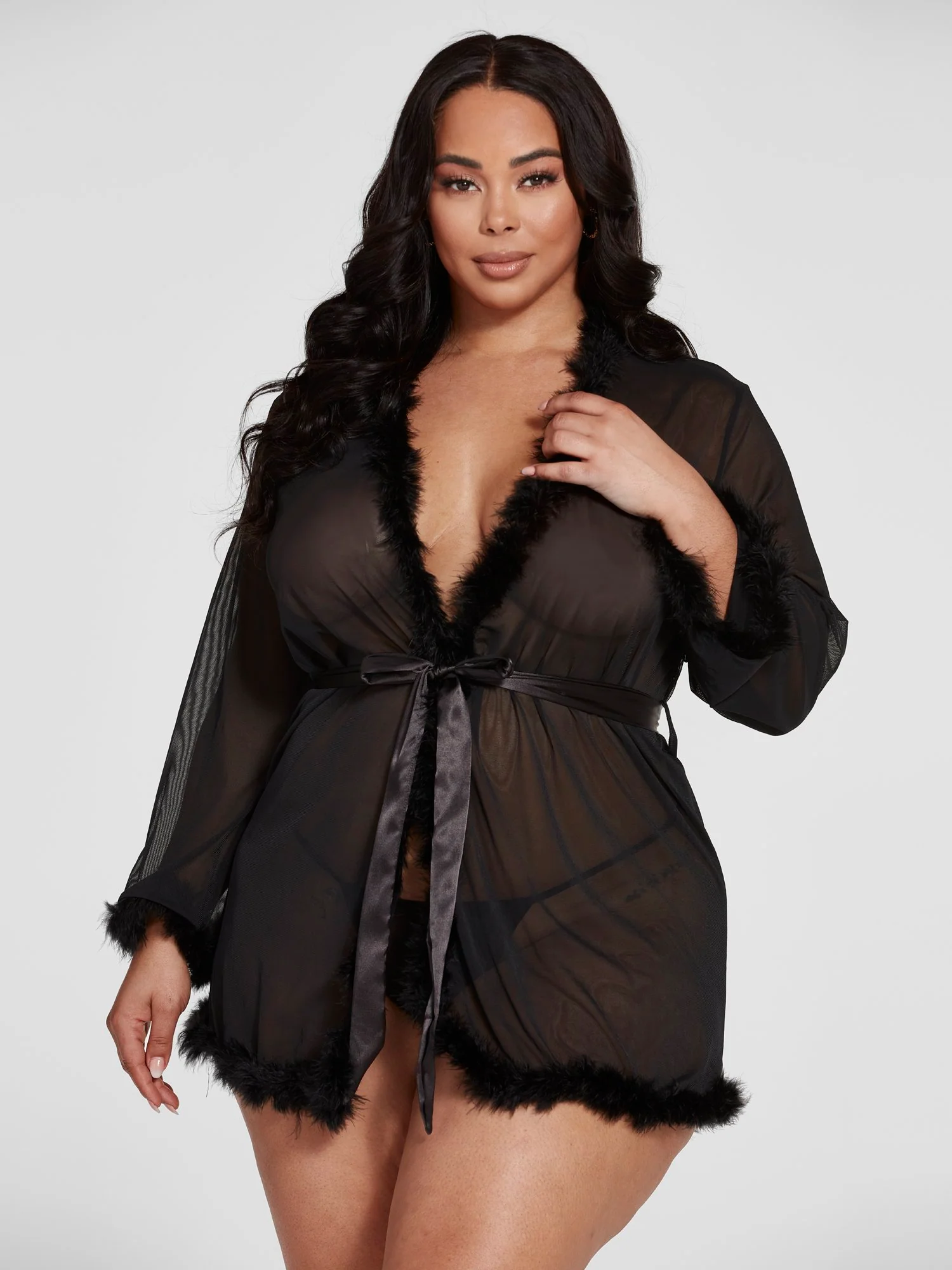 Jayla Faux Fur Trim Robe - Image 5