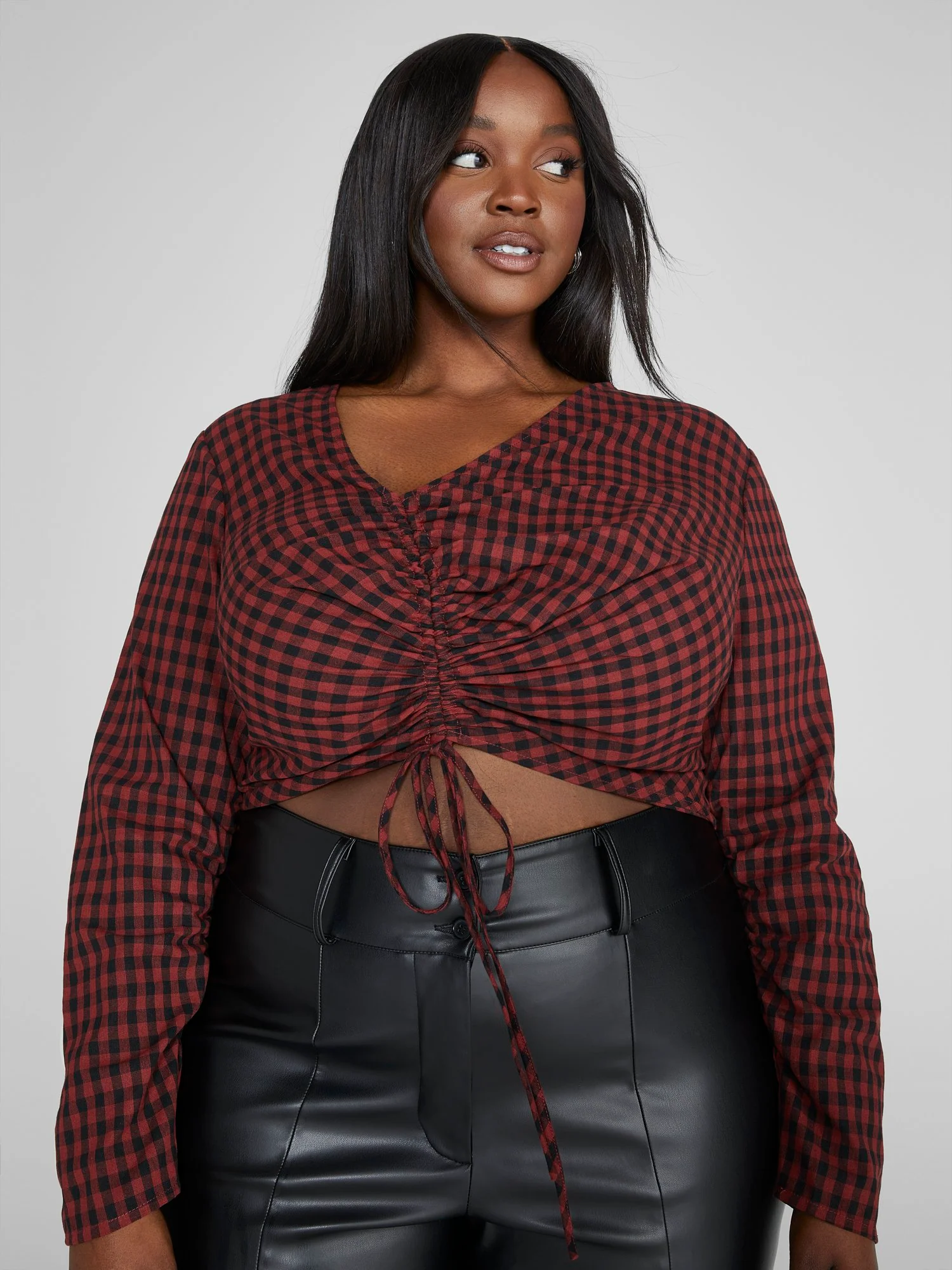 Jocelyn Gingham Ruched Top - Image 2