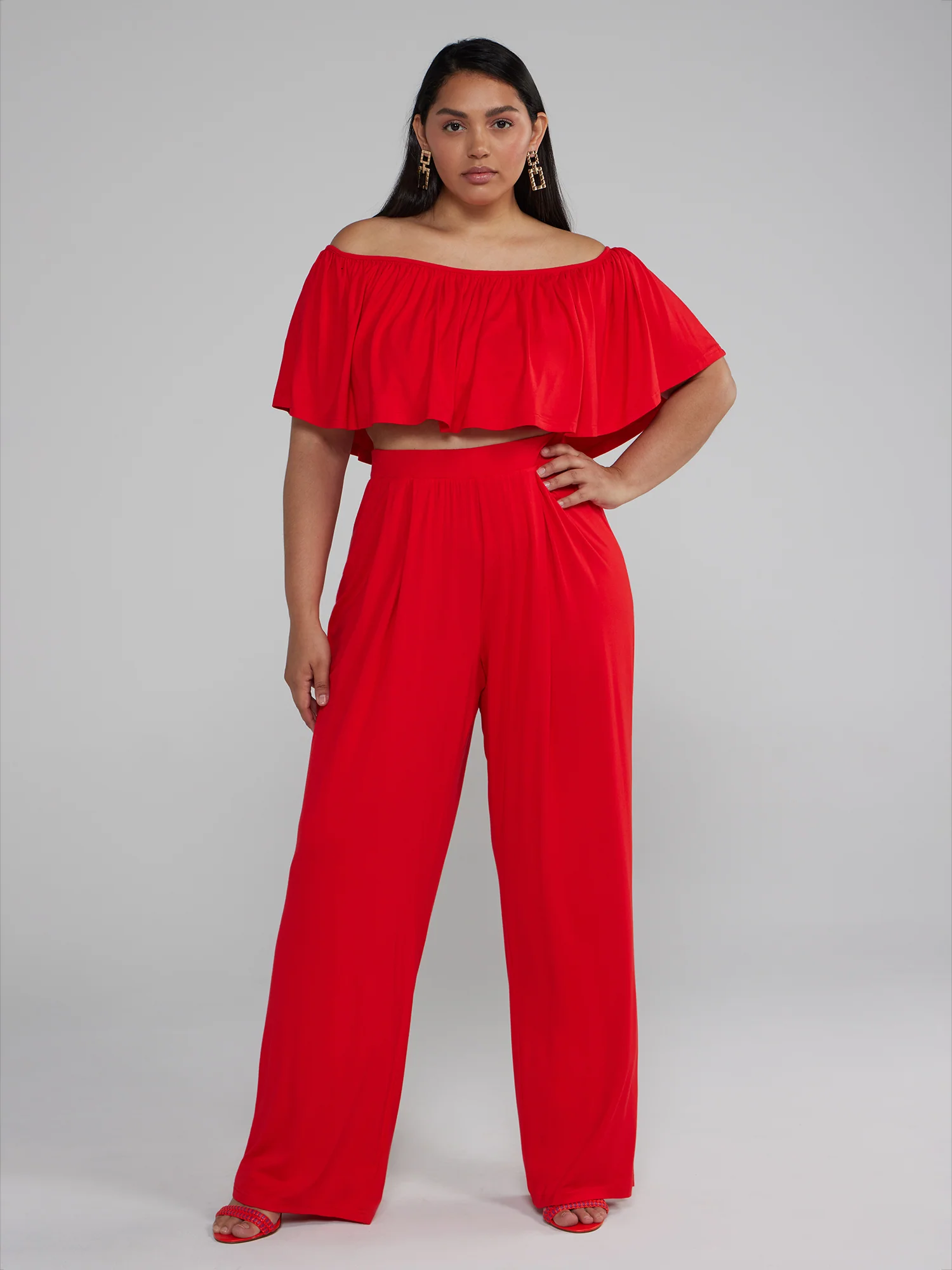 Jonna Off Shoulder Ruffle Crop Top - Image 14